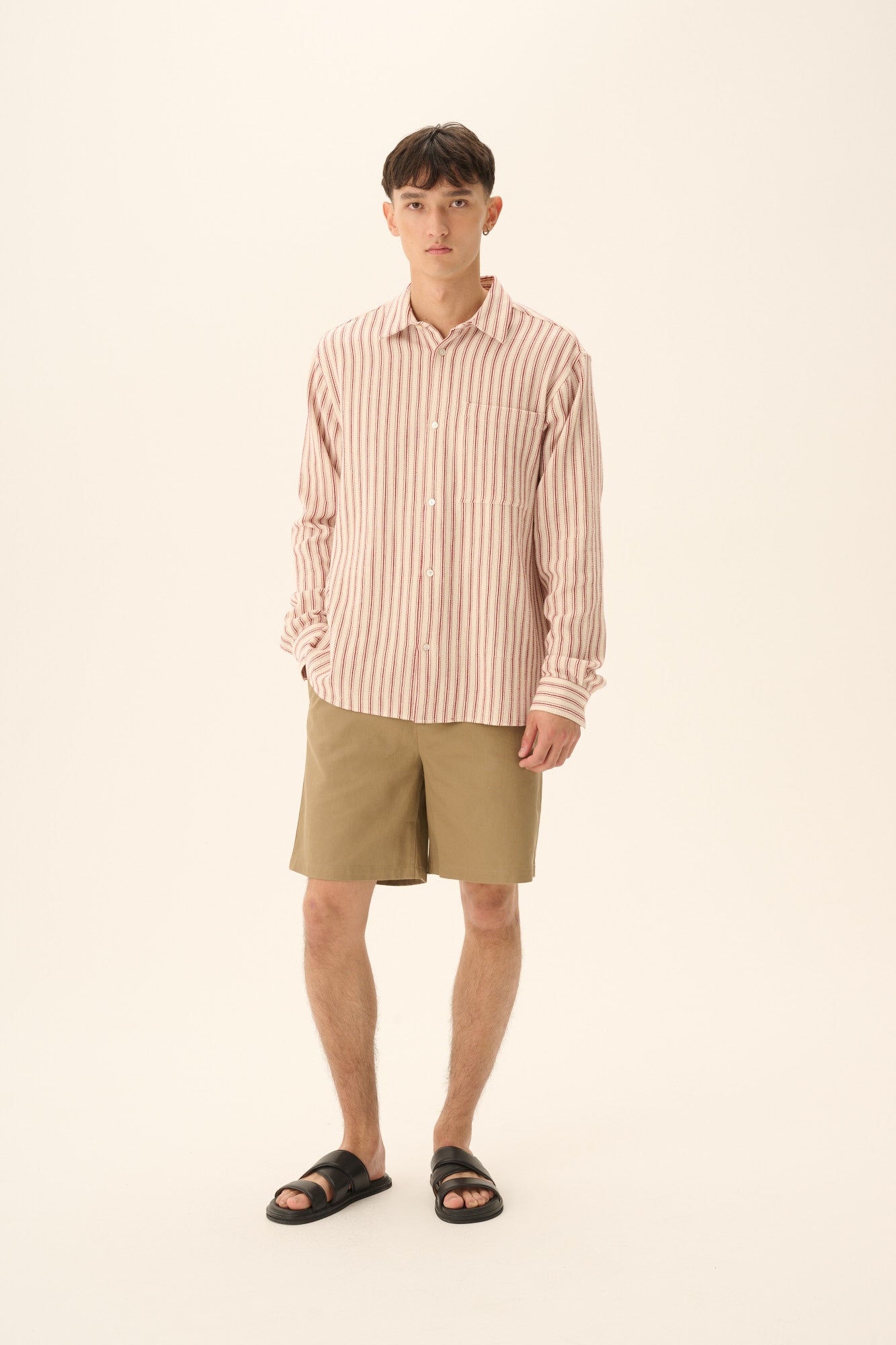 Rue de Tokyo SATOSHI RUSTIC SHIRTING Shirts RED/CREAM