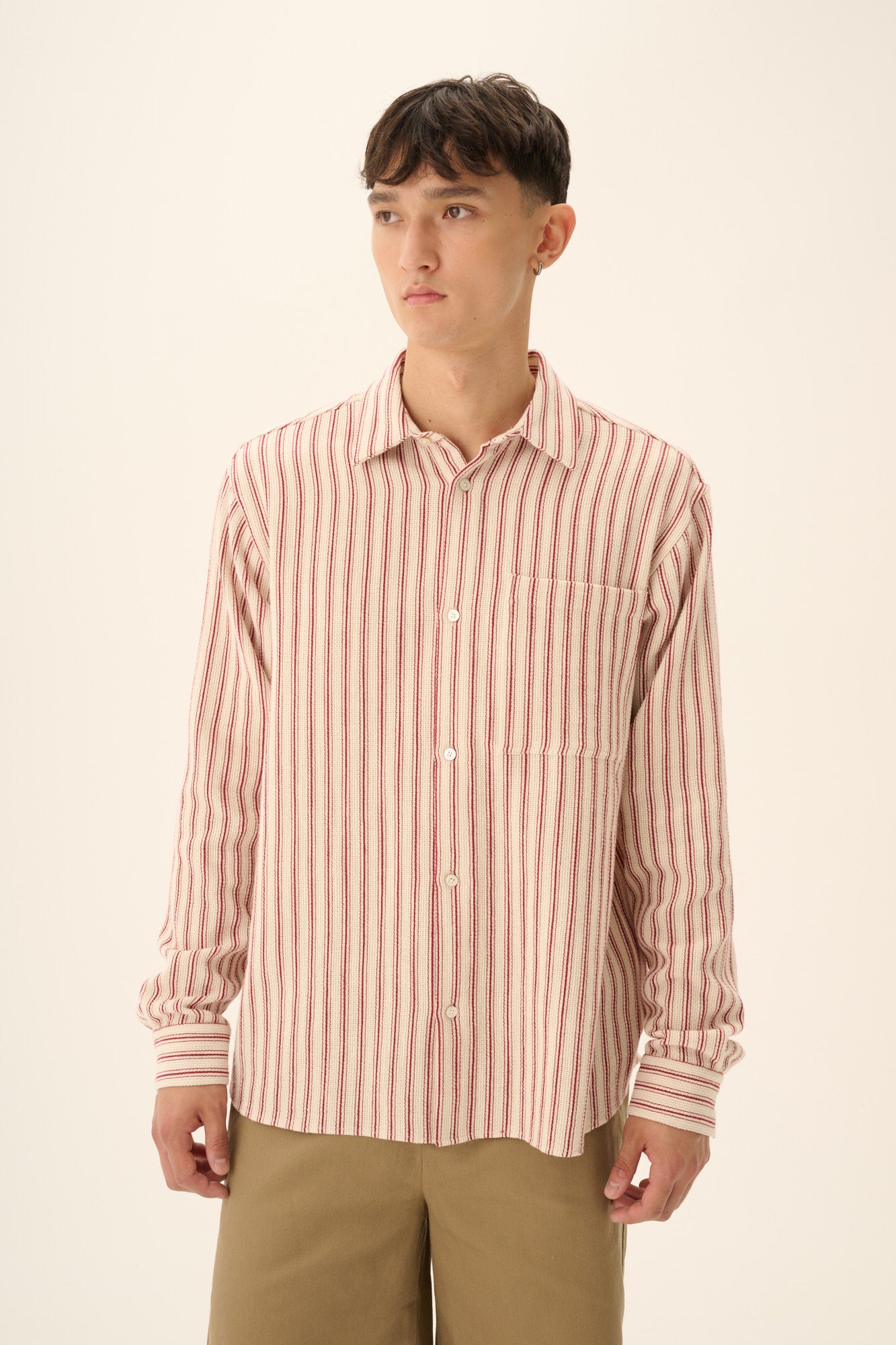 Rue de Tokyo SATOSHI RUSTIC SHIRTING Shirts RED/CREAM