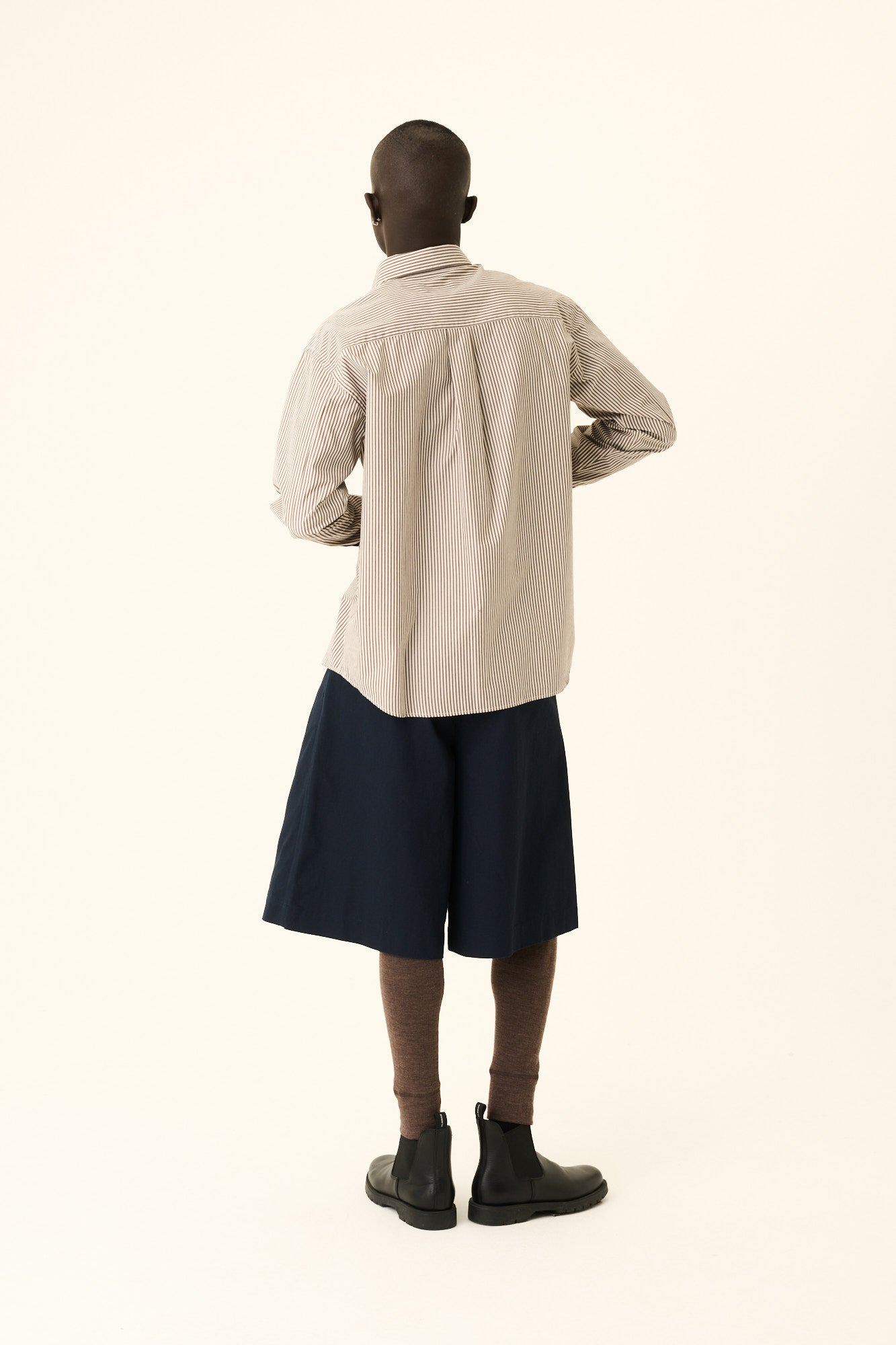 Rue de Tokyo SATOSHI VENICE STRIPE Shirts BROWN WHITE STRIPE