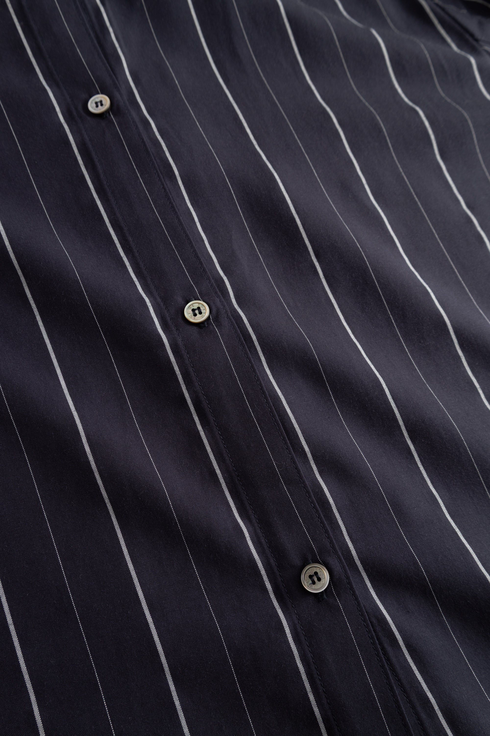 Rue de Tokyo SEIRA STRIPED TENCEL Shirts DARK NAVY STRIPE