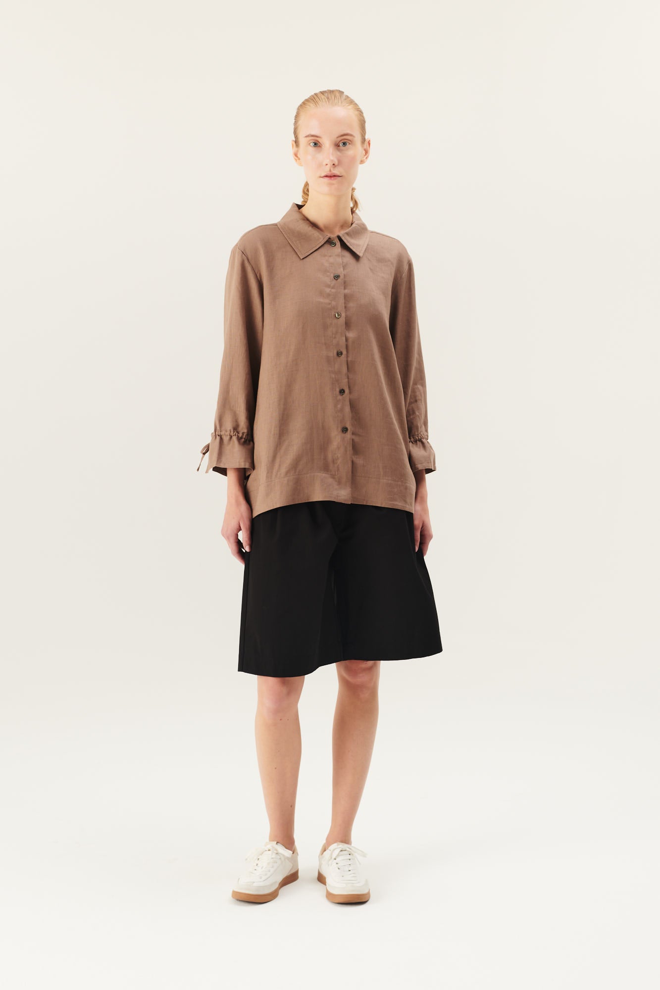 Rue de Tokyo SELIA SOLID LINEN SHIRTS TAUPE