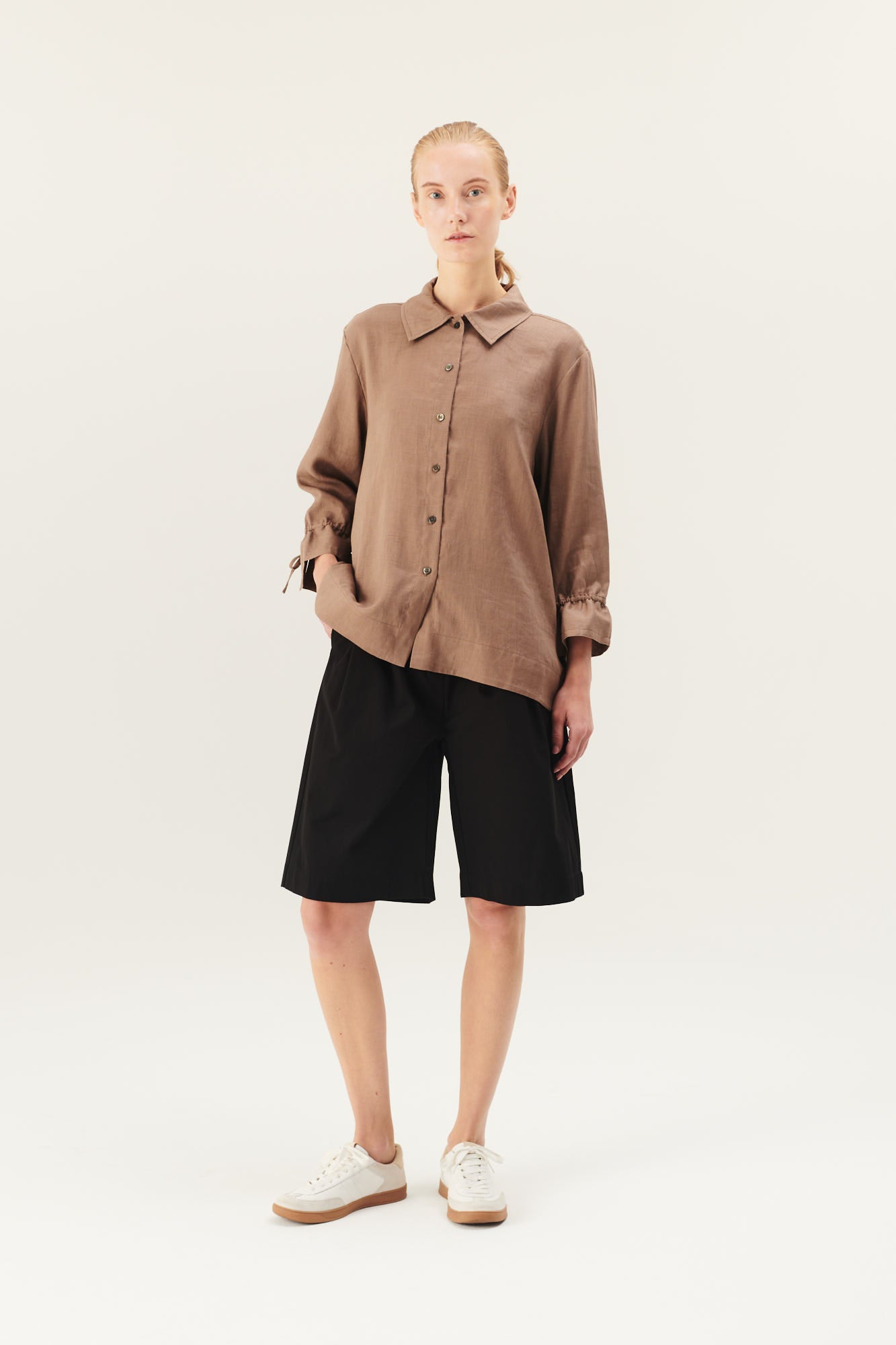Rue de Tokyo SELIA SOLID LINEN SHIRTS TAUPE