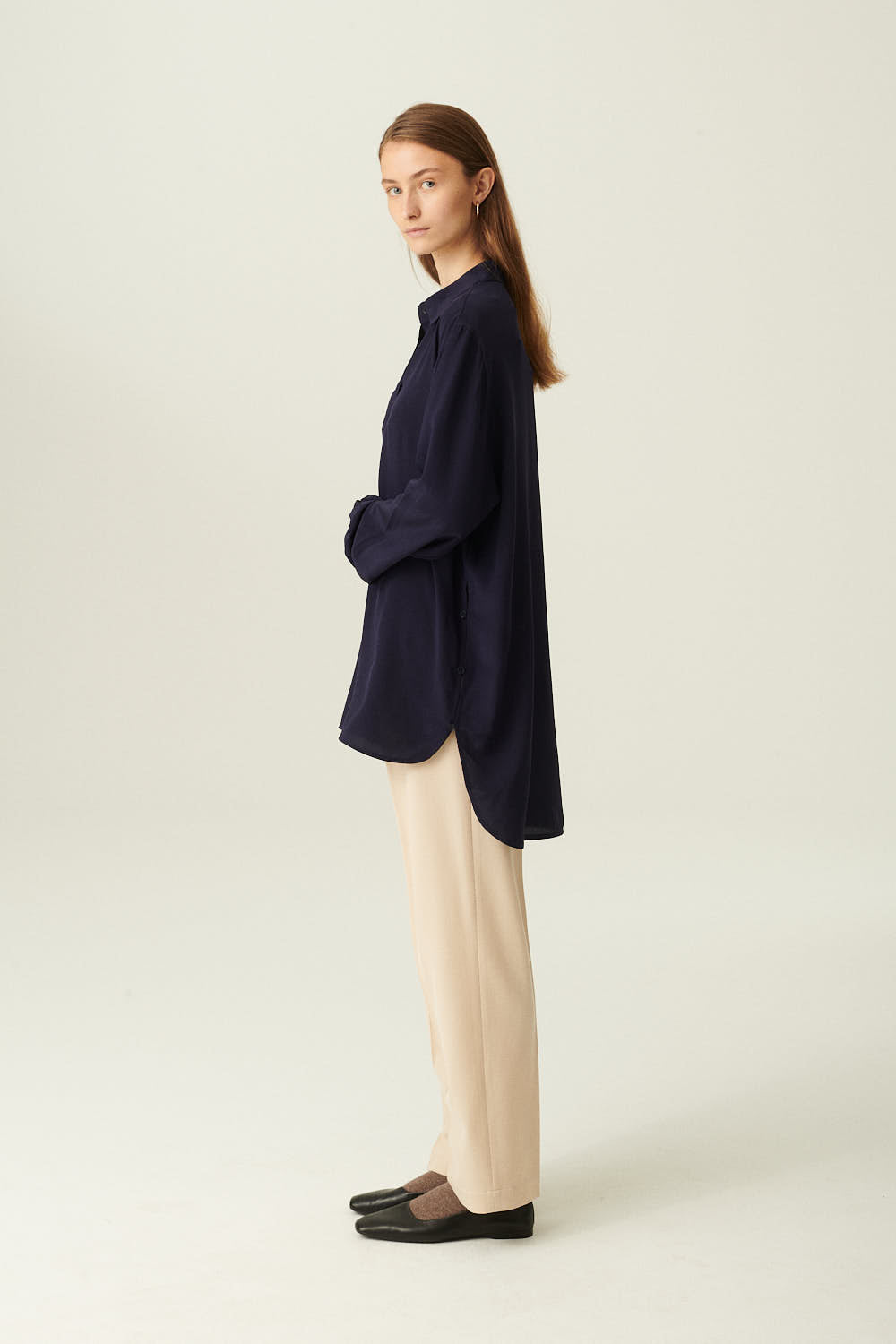 Rue de Tokyo SHELBY SHIRT SILK NAVY SHIRTS NAVY