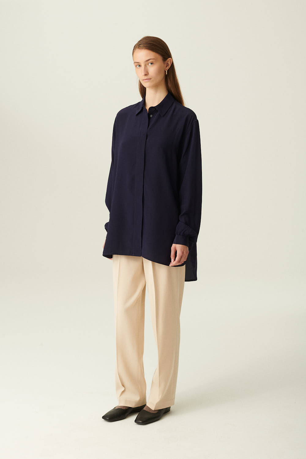Rue de Tokyo SHELBY SHIRT SILK NAVY SHIRTS NAVY