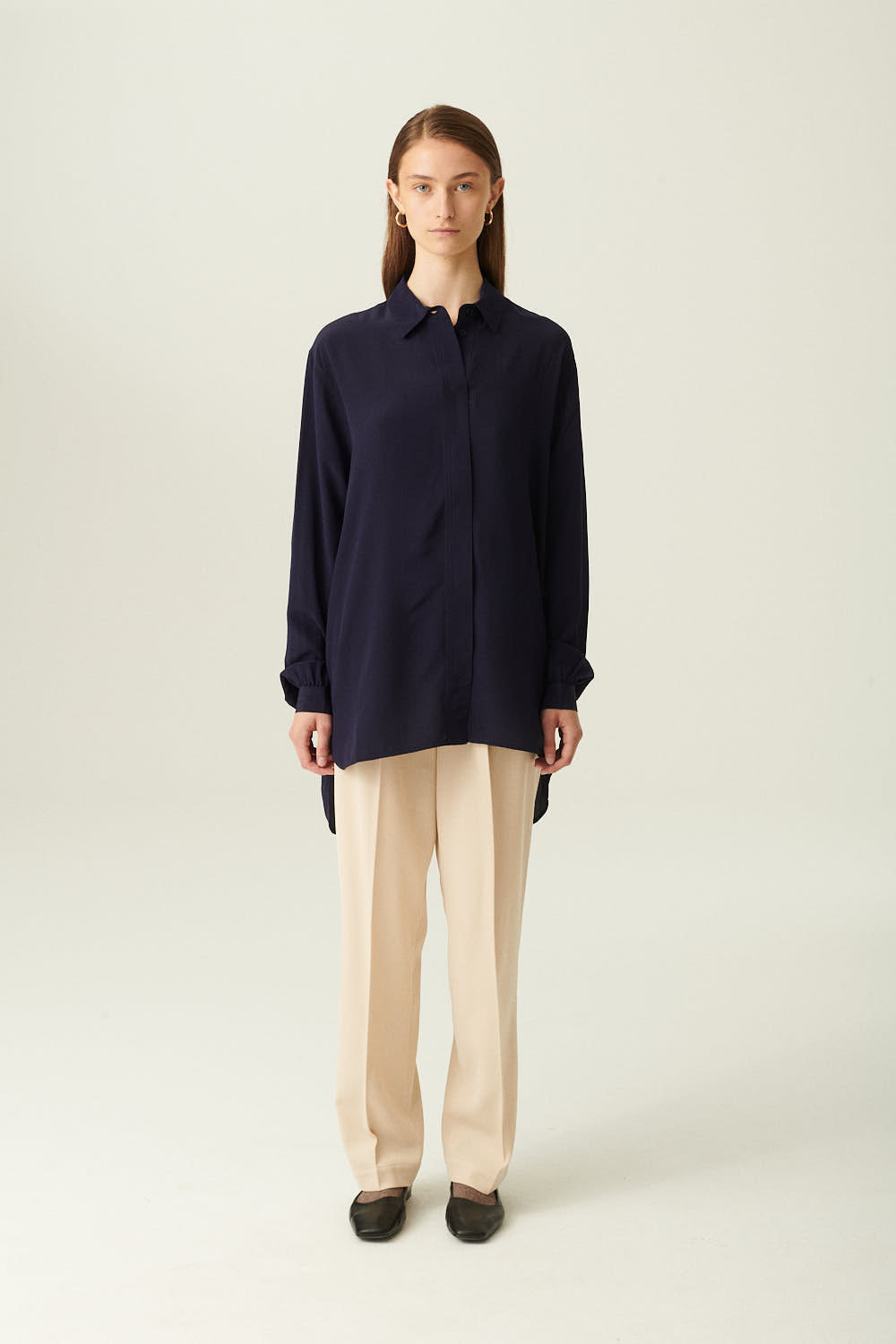 Rue de Tokyo SHELBY SHIRT SILK NAVY SHIRTS NAVY