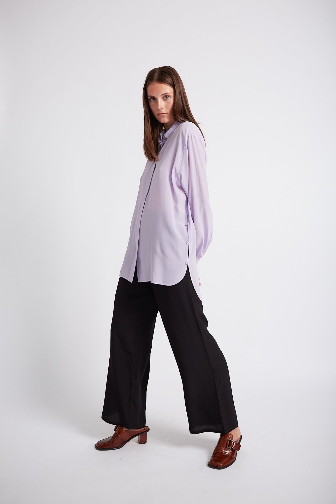 Rue de Tokyo SHELBY SILK SHIRT LIGHT PURPLE SHIRTS LIGHT PURPLE