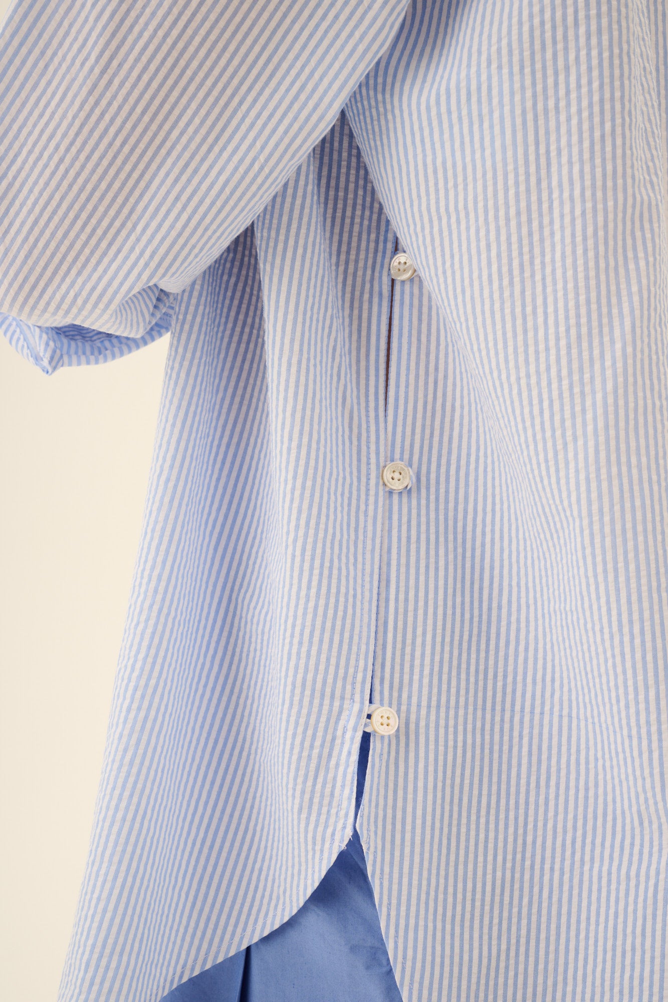 Rue de Tokyo SHELBY SOFT COTTON Shirts WHITE & LIGHT BLUE STR
