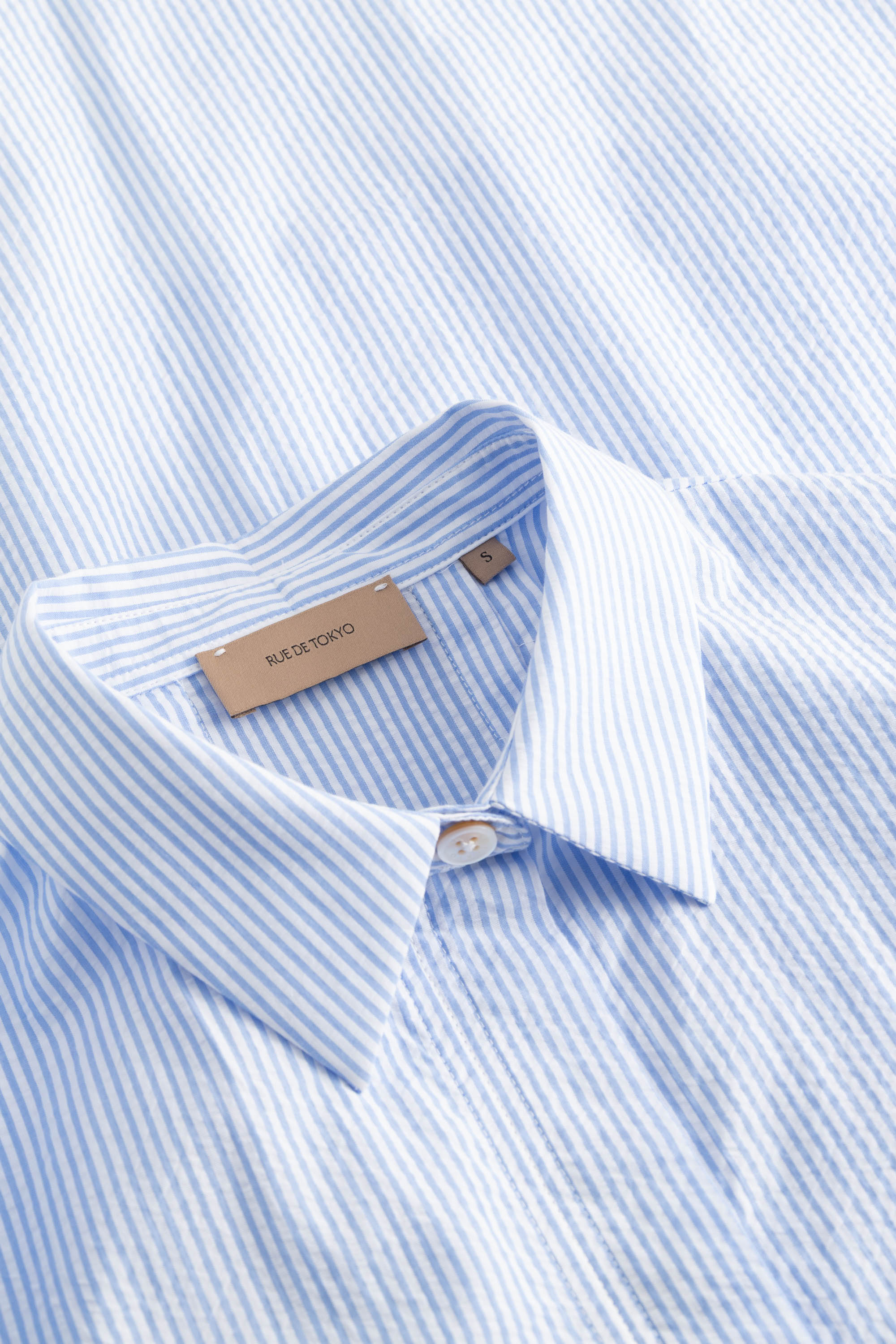 Rue de Tokyo SHELBY SOFT COTTON Shirts WHITE & LIGHT BLUE STR
