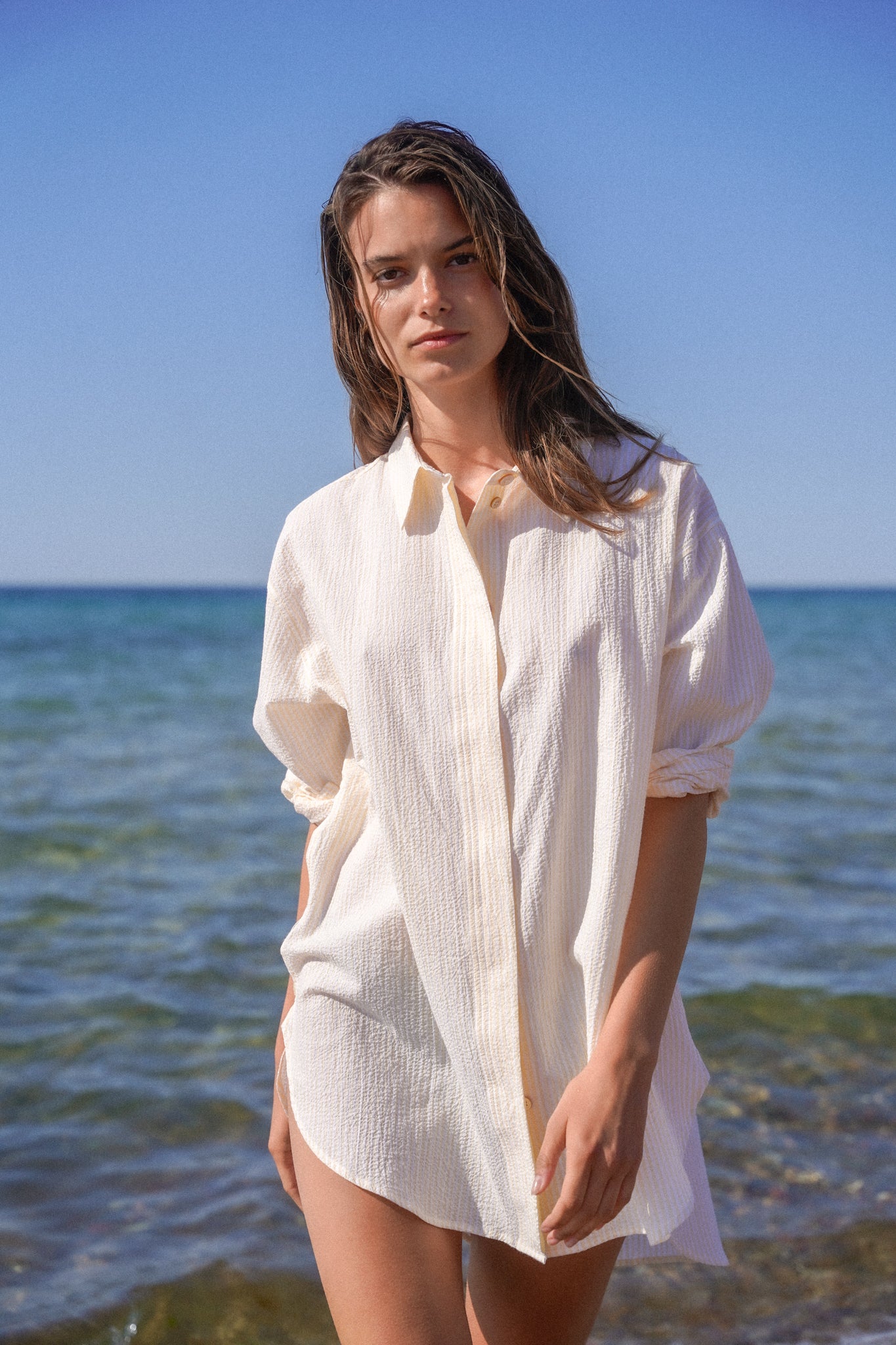 Rue de Tokyo SHELBY STRIPED SEERSUCKER Shirts YELLOW