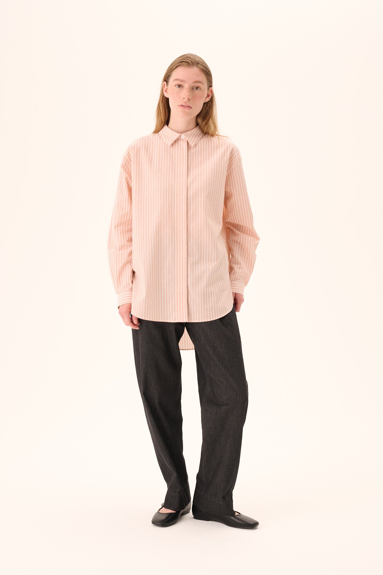 Rue de Tokyo SHELBY STRIPED SHIRTING Shirts WHITE APRICOT STRIPE