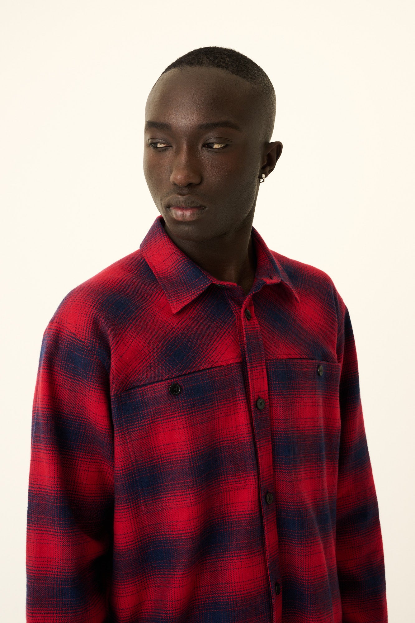 Rue de Tokyo SHELDON GRADIENT FLANNEL CHECK Shirts RED NAVY CHECK