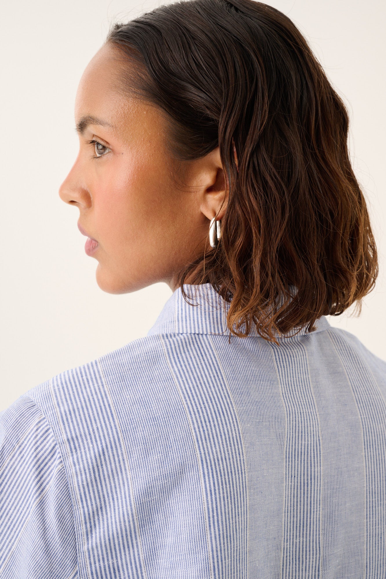 Rue de Tokyo SHIKA LIGHT LINEN STRIPE Shirts BLUE DUAL STRIPE