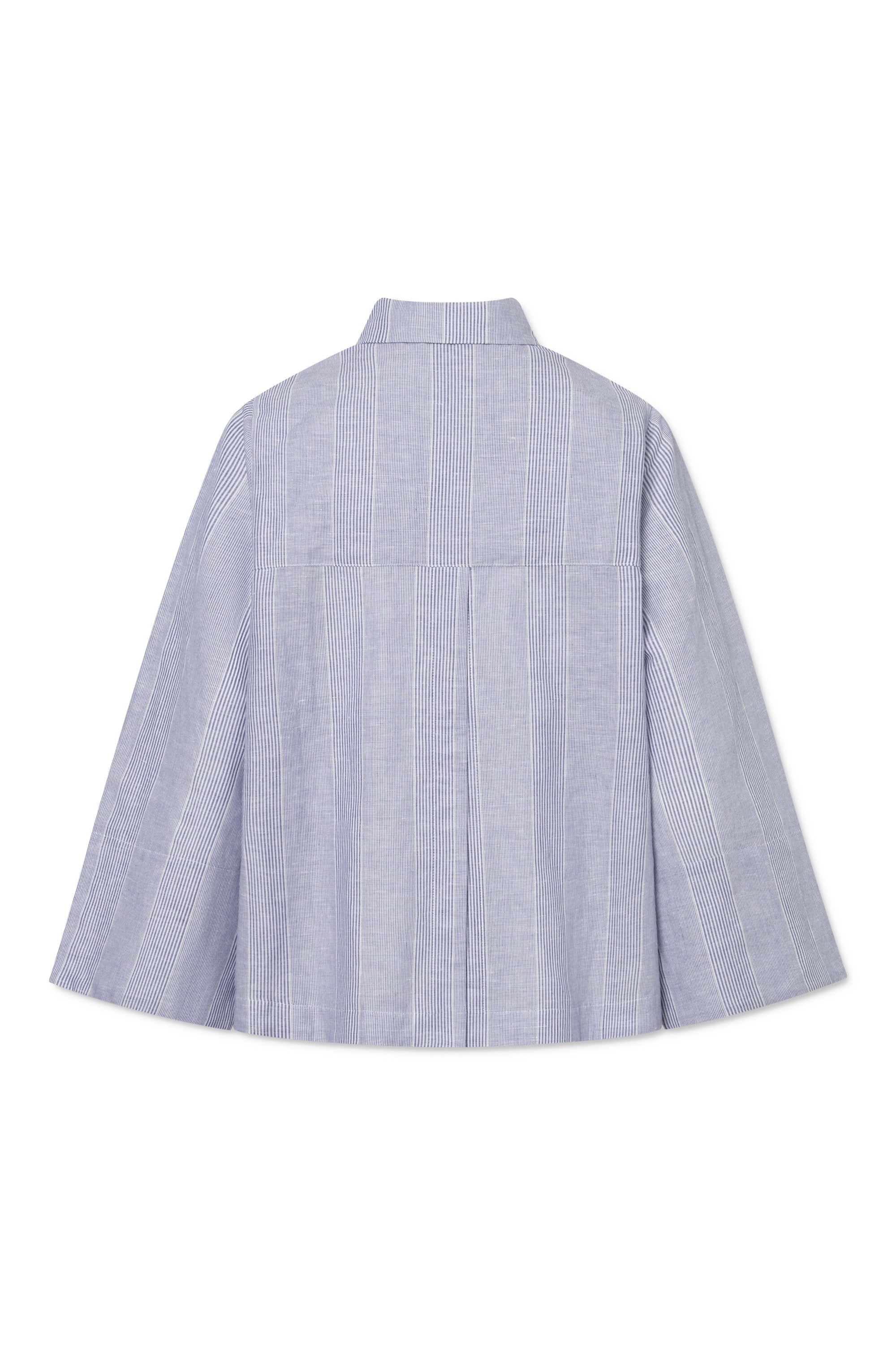 Rue de Tokyo SHIKA LIGHT LINEN STRIPE Shirts BLUE DUAL STRIPE