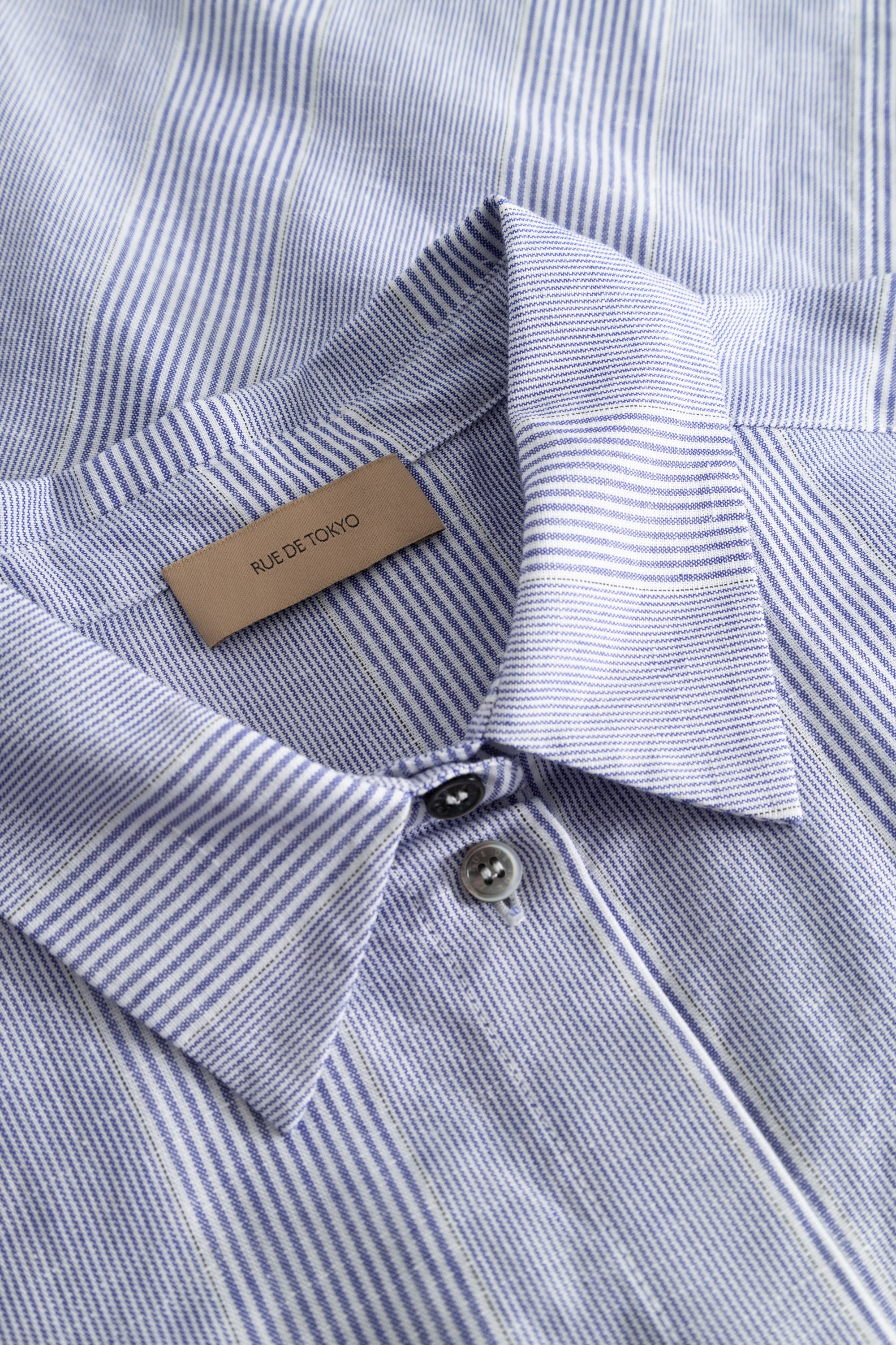 Rue de Tokyo SHIKA LIGHT LINEN STRIPE Shirts BLUE DUAL STRIPE