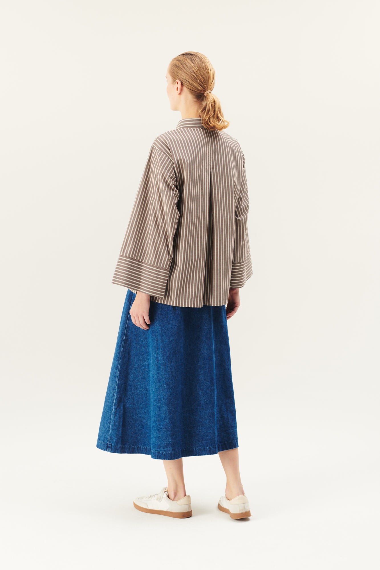 Rue de Tokyo SHINA SOFT POPLIN STRIPE SHIRTS BROWN STRIPE