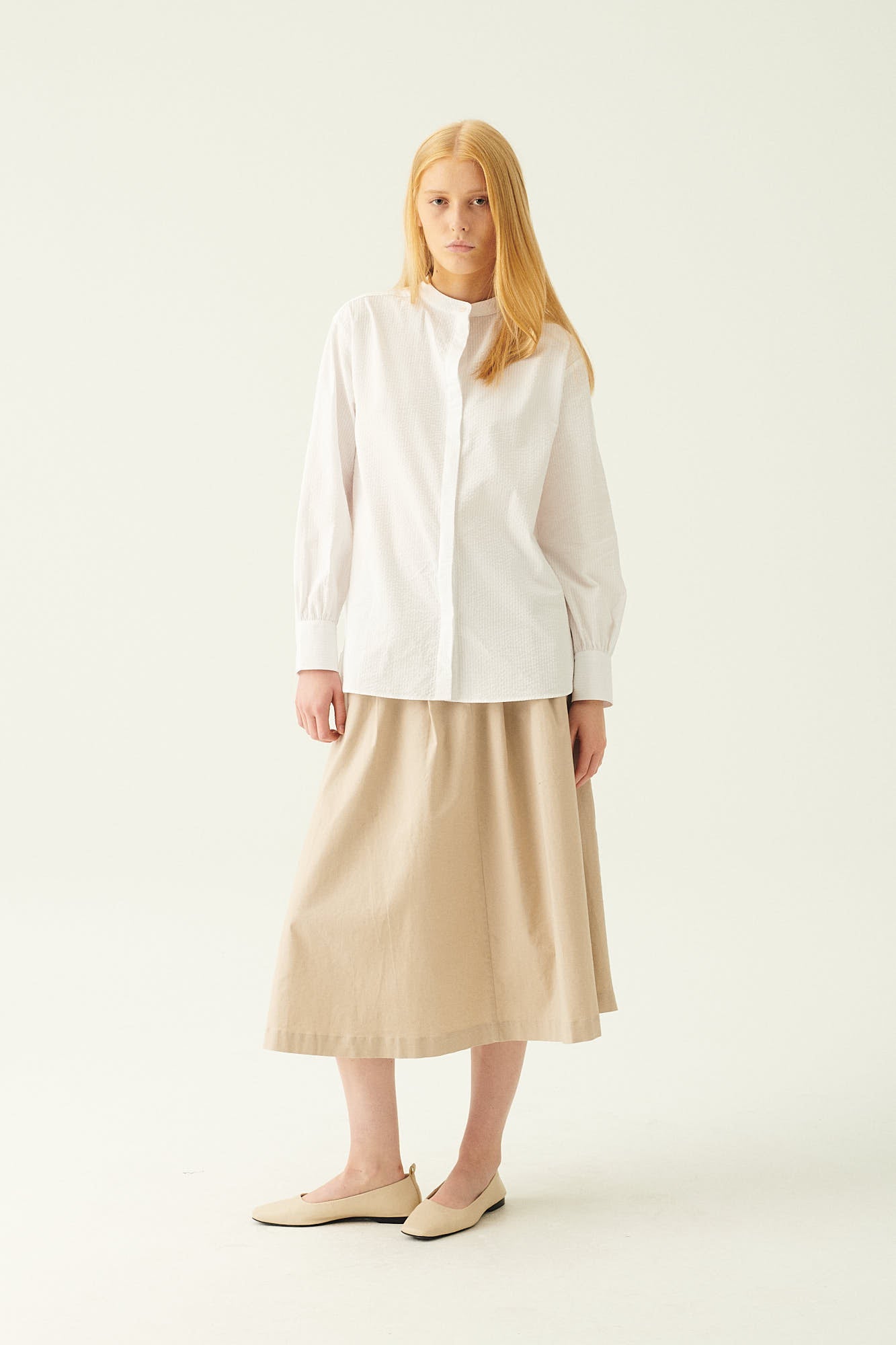 Rue de Tokyo SIERRE LIGHT SEERSUCKER STRIPE SHIRTS WHITE