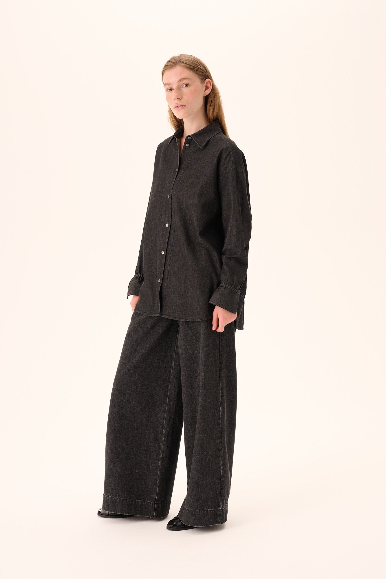 Rue de Tokyo SIGGA LIGHT DENIM Shirts WASHED BLACK DENIM