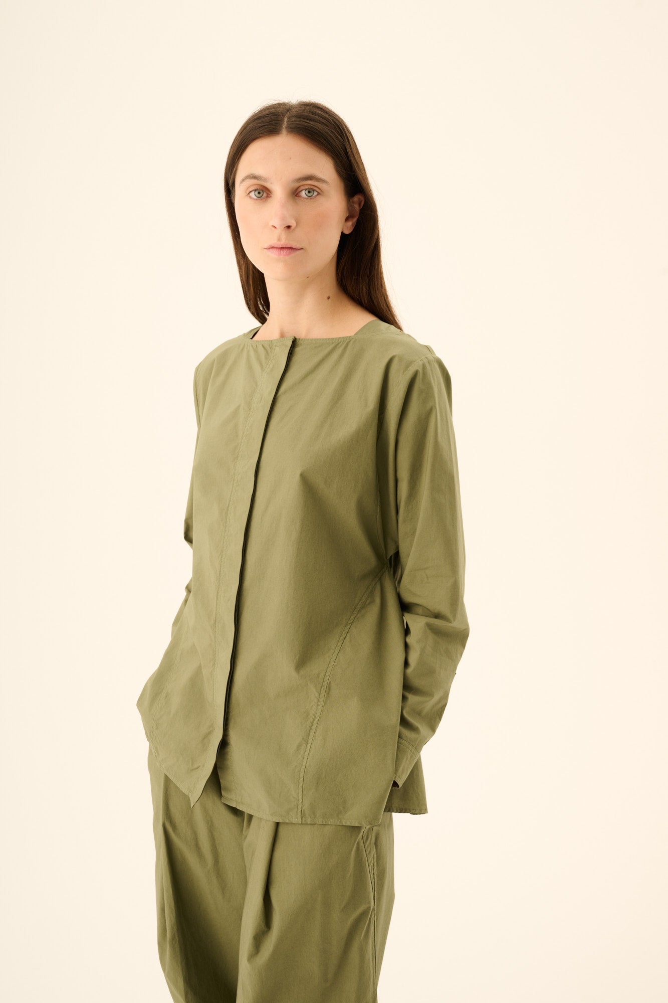 Rue de Tokyo SILJA GMTD POPLIN Blouses MOSS GREEN