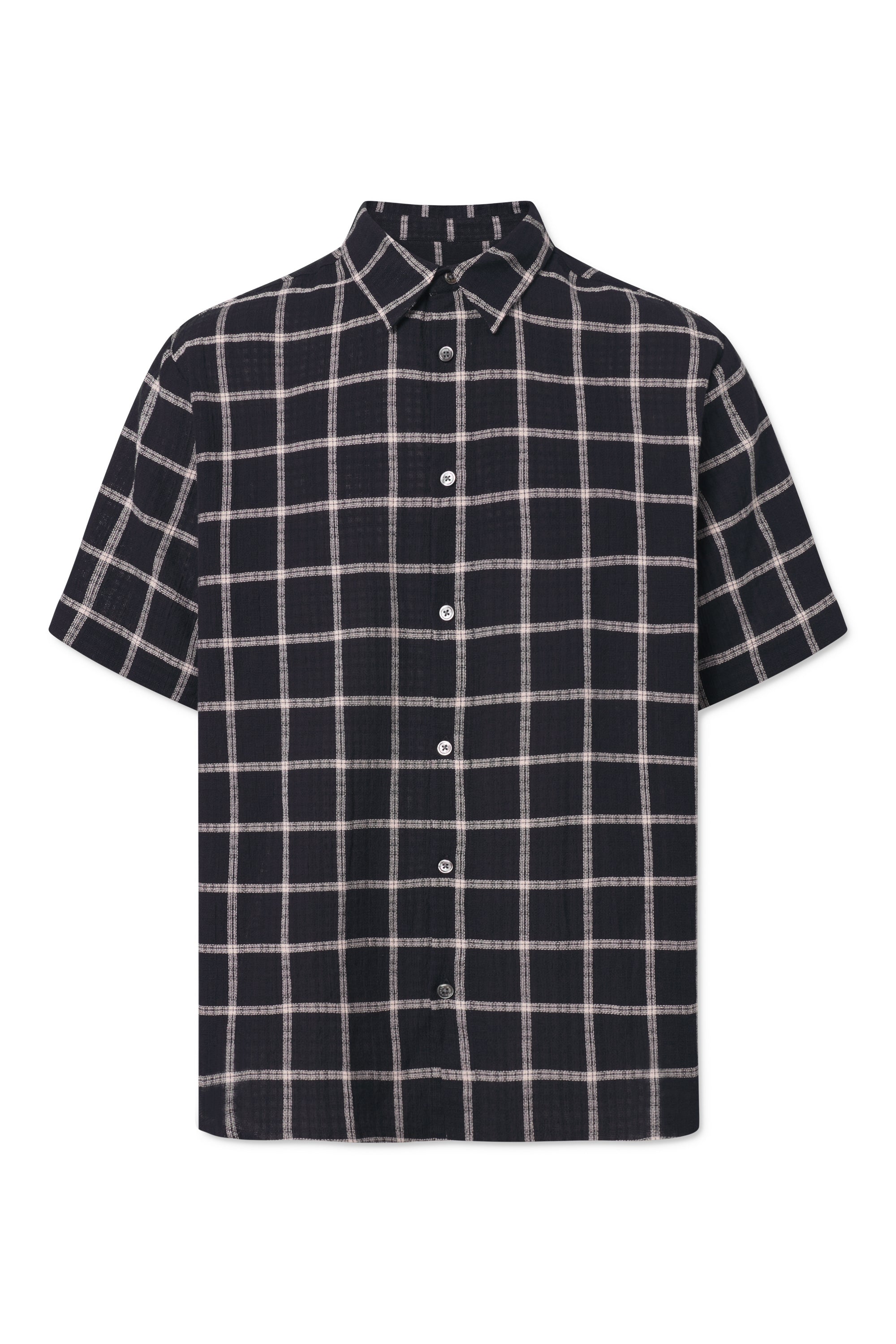 Rue de Tokyo SILVIO COTTON CHECK SHIRTS BLACK WHITE CHECK