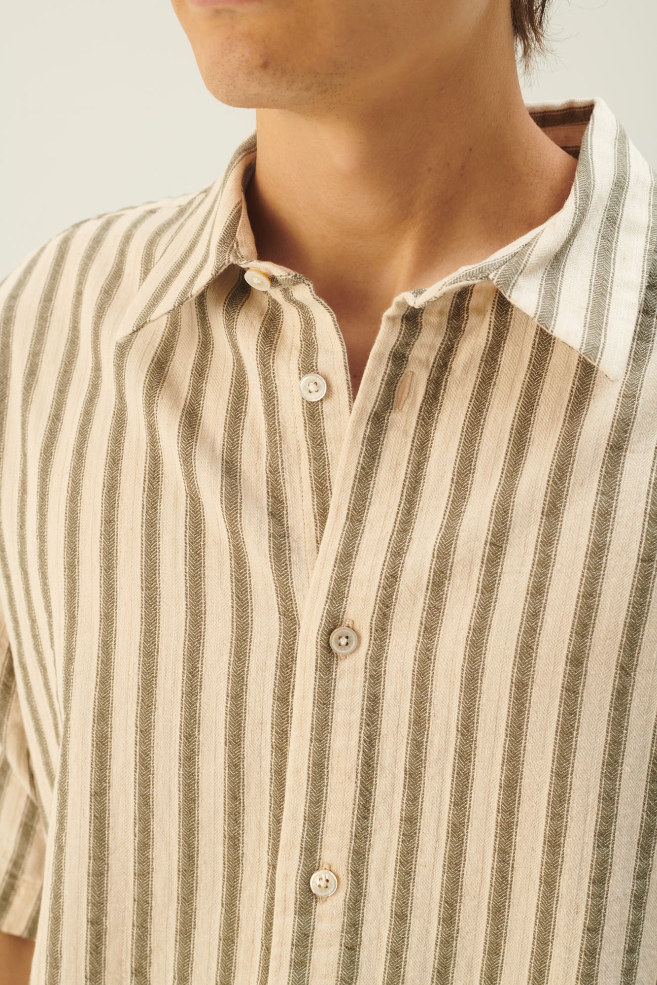 Rue de Tokyo SILVIO COTTON LINEN STRIPE SHIRTS