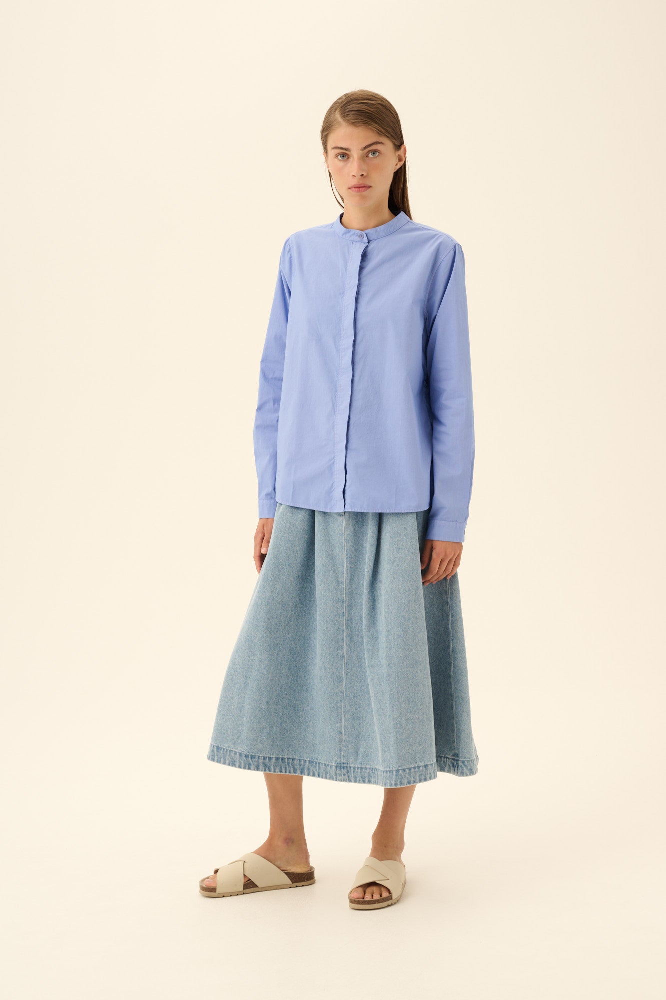 Rue de Tokyo SOFIE GARMENT DYED POPLIN Shirts BLUE BONNET