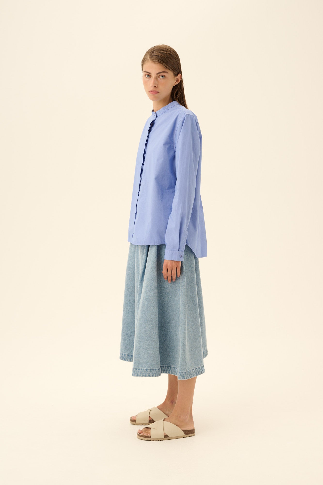 Rue de Tokyo SOFIE GARMENT DYED POPLIN Shirts BLUE BONNET
