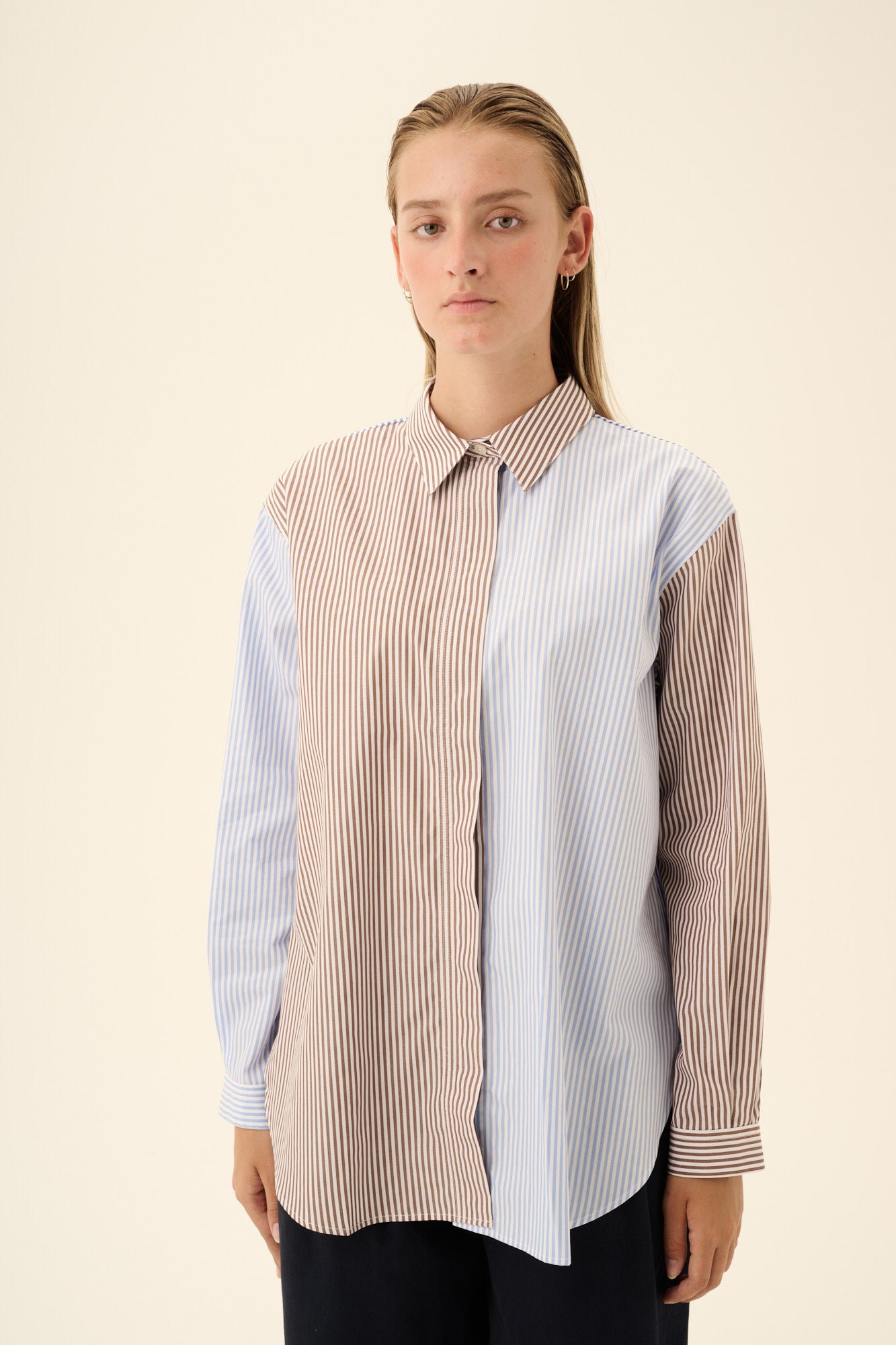 Rue de Tokyo STELLA MULTI-STRIPE Shirts BROWN