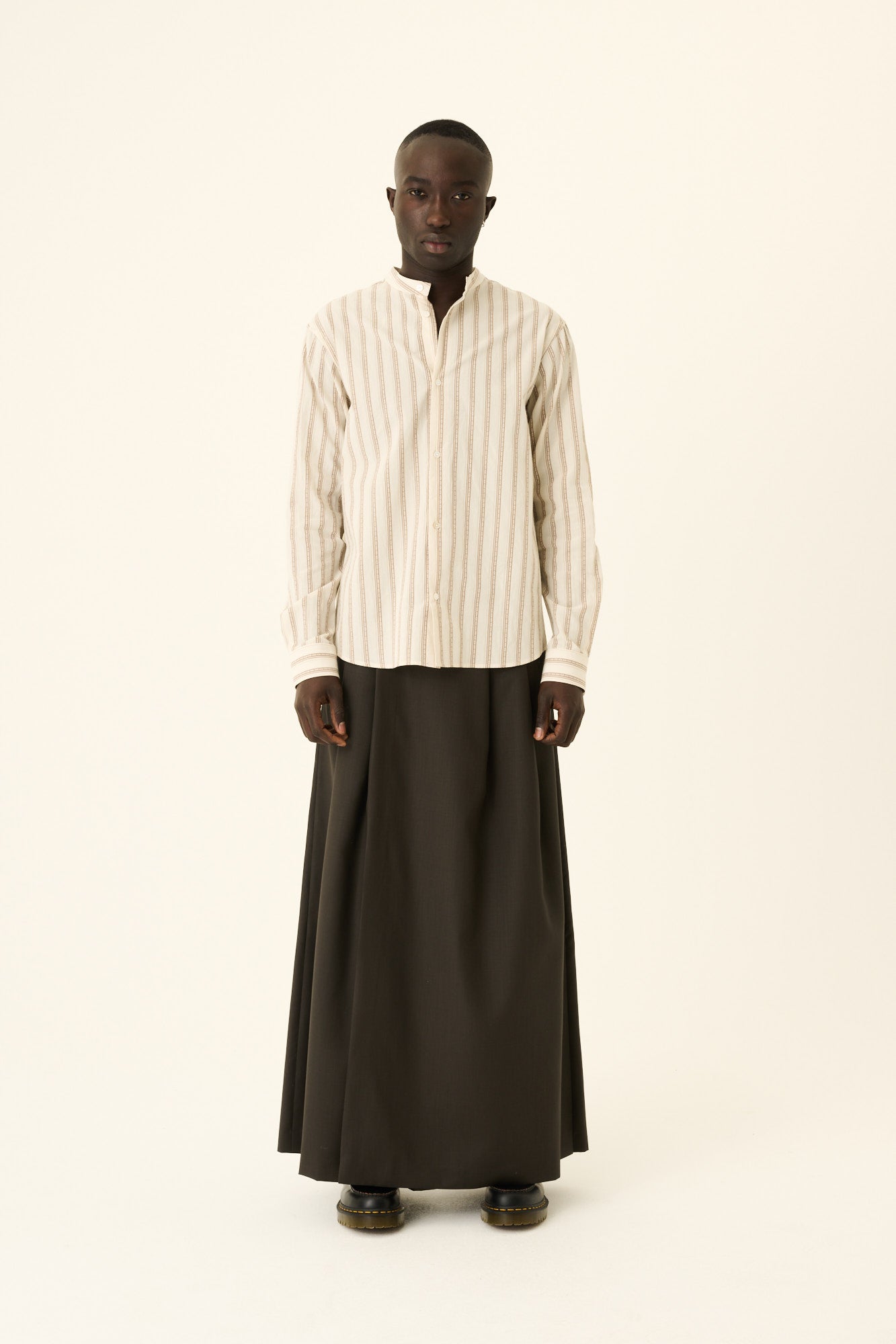 Rue de Tokyo SYDNEY JAPANESE ANTIQUE STRIPE Shirts BEIGE CAMEL STRIPE