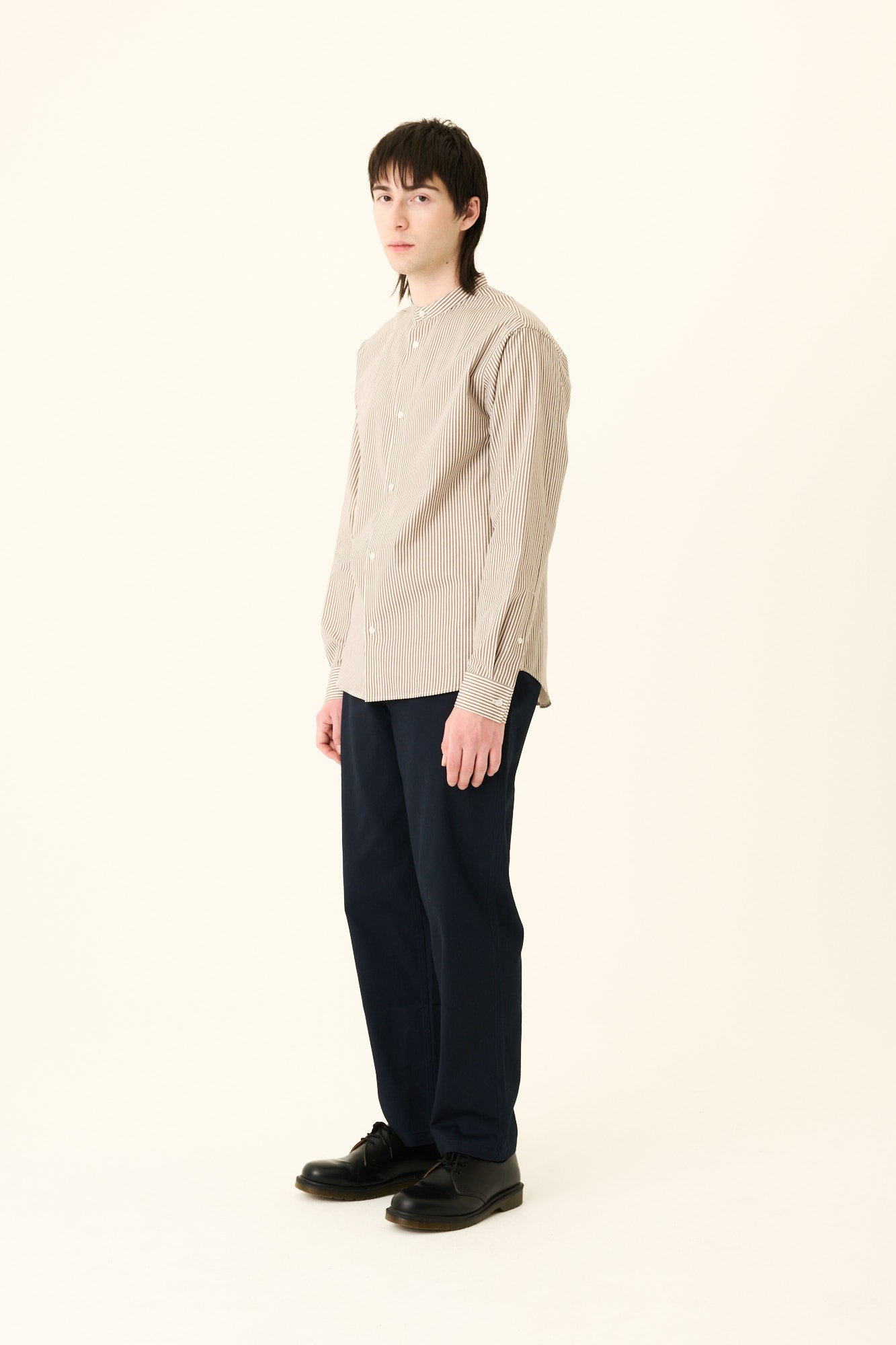 Rue de Tokyo SYDNEY VENICE STRIPE Shirts BROWN WHITE STRIPE