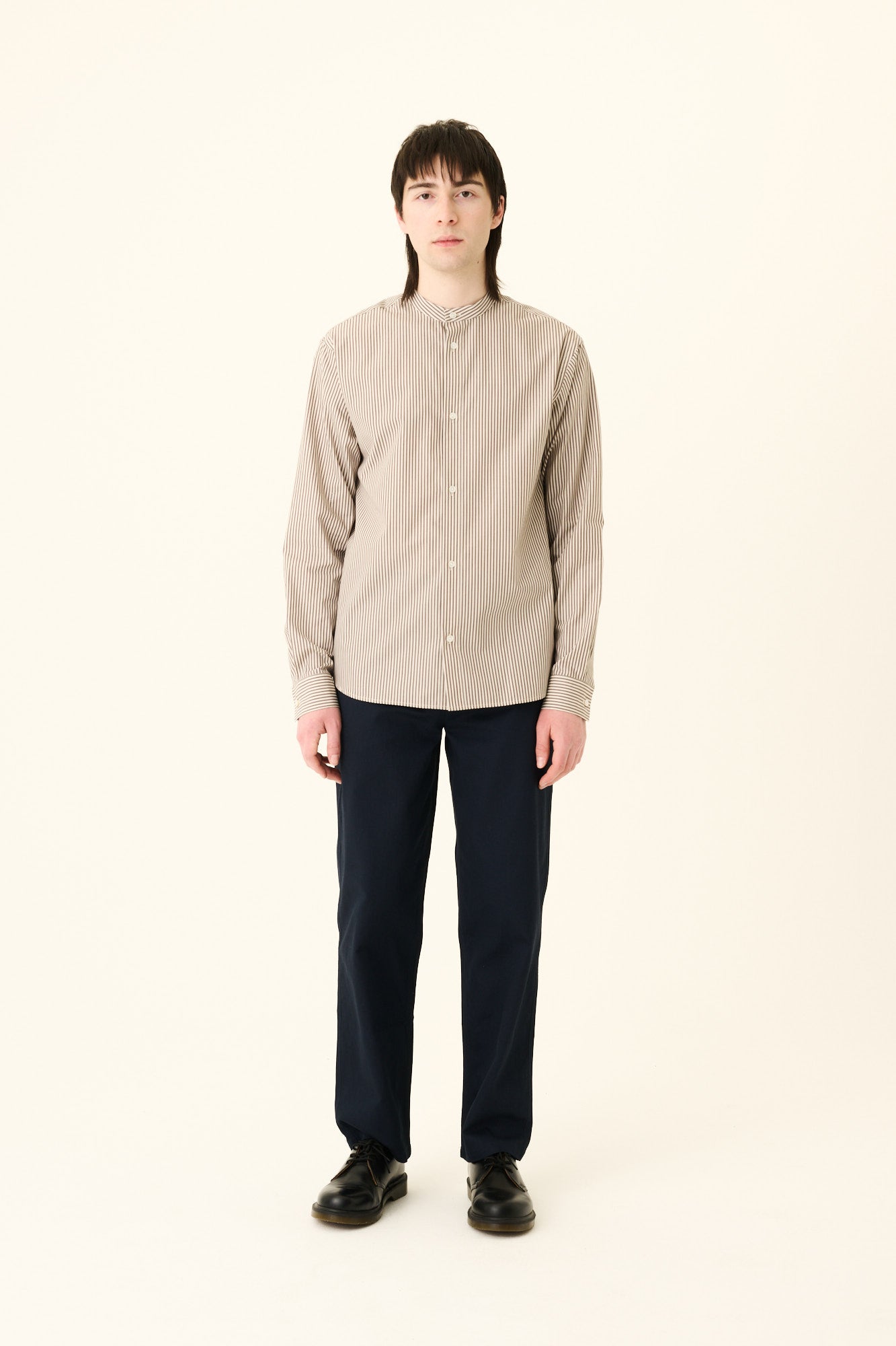 Rue de Tokyo SYDNEY VENICE STRIPE Shirts BROWN WHITE STRIPE