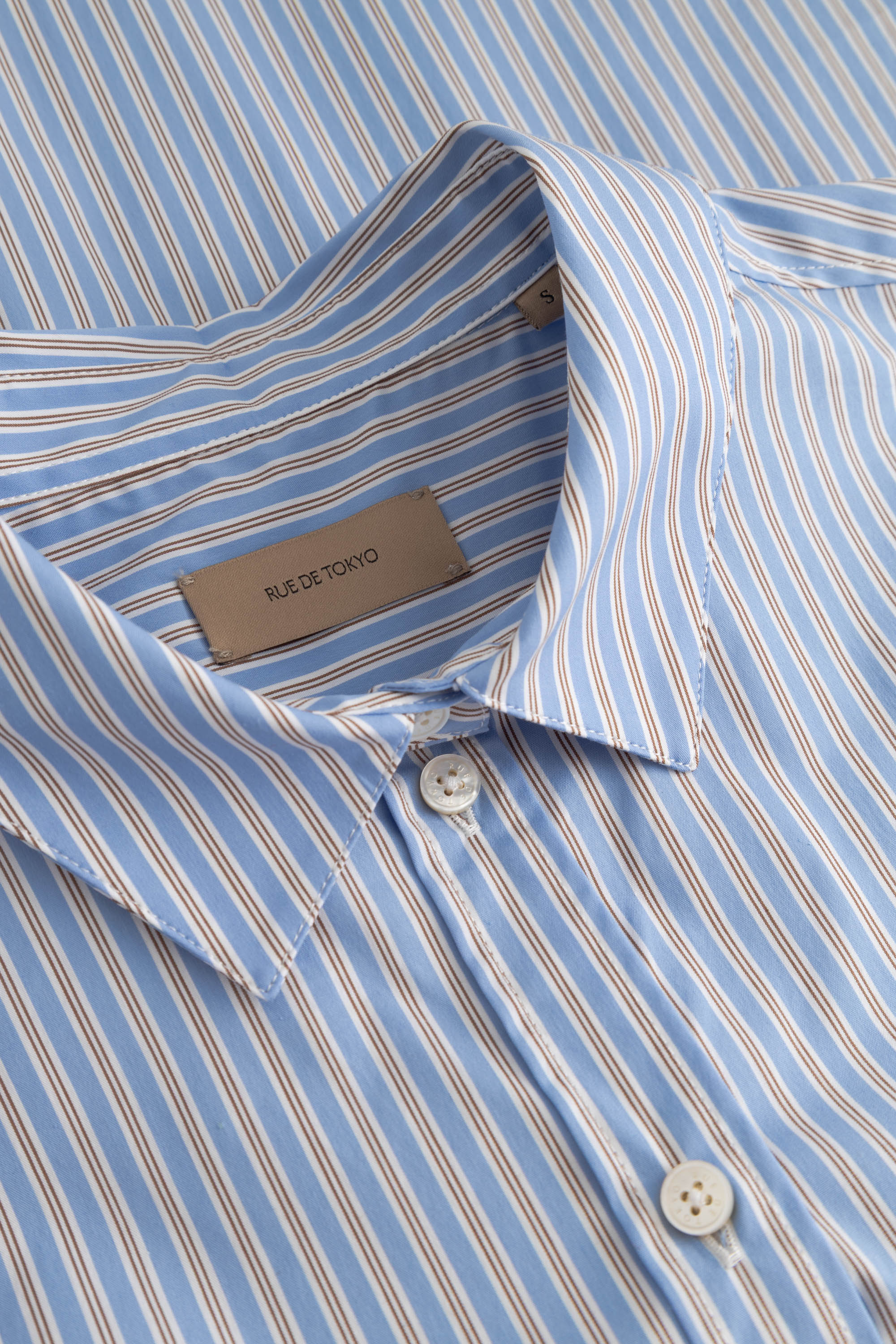Rue de Tokyo SYLINA DOUBLE STRIPE Shirts BLUE BROWN STRIPE