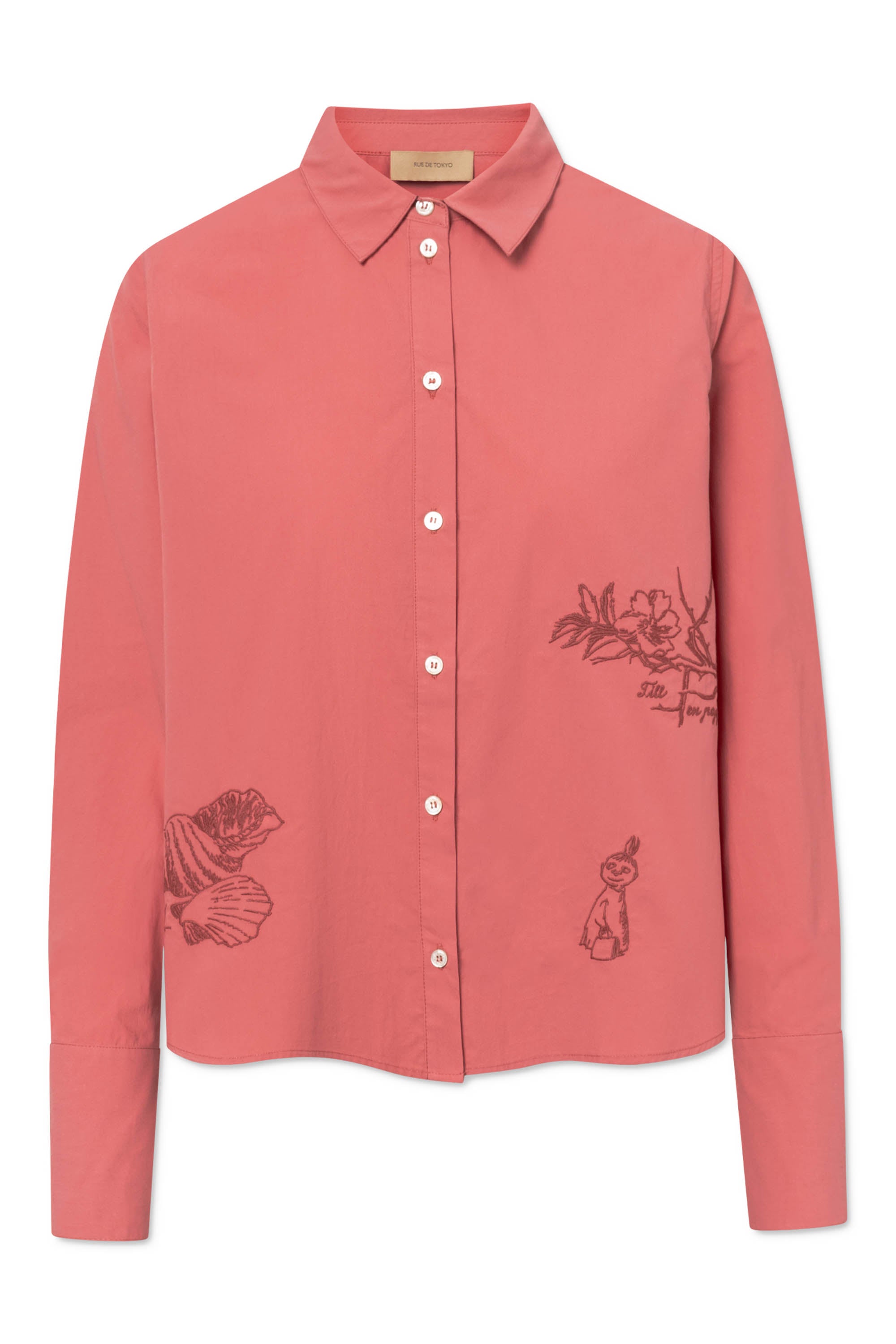 Rue de Tokyo SYLINA MOOMIN POPLIN EMBROIDERY Shirts RASBERRY ROSE WITH DARK BERRY EMBROIDERY