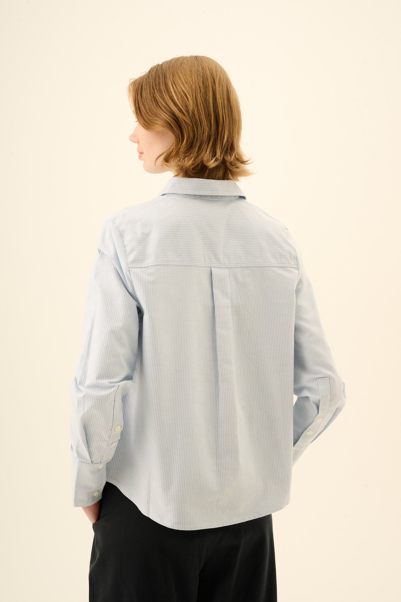 Rue de Tokyo SYLINA STRIPED OXFORD Shirts WHITE / LIGHT BLUE STRIPE