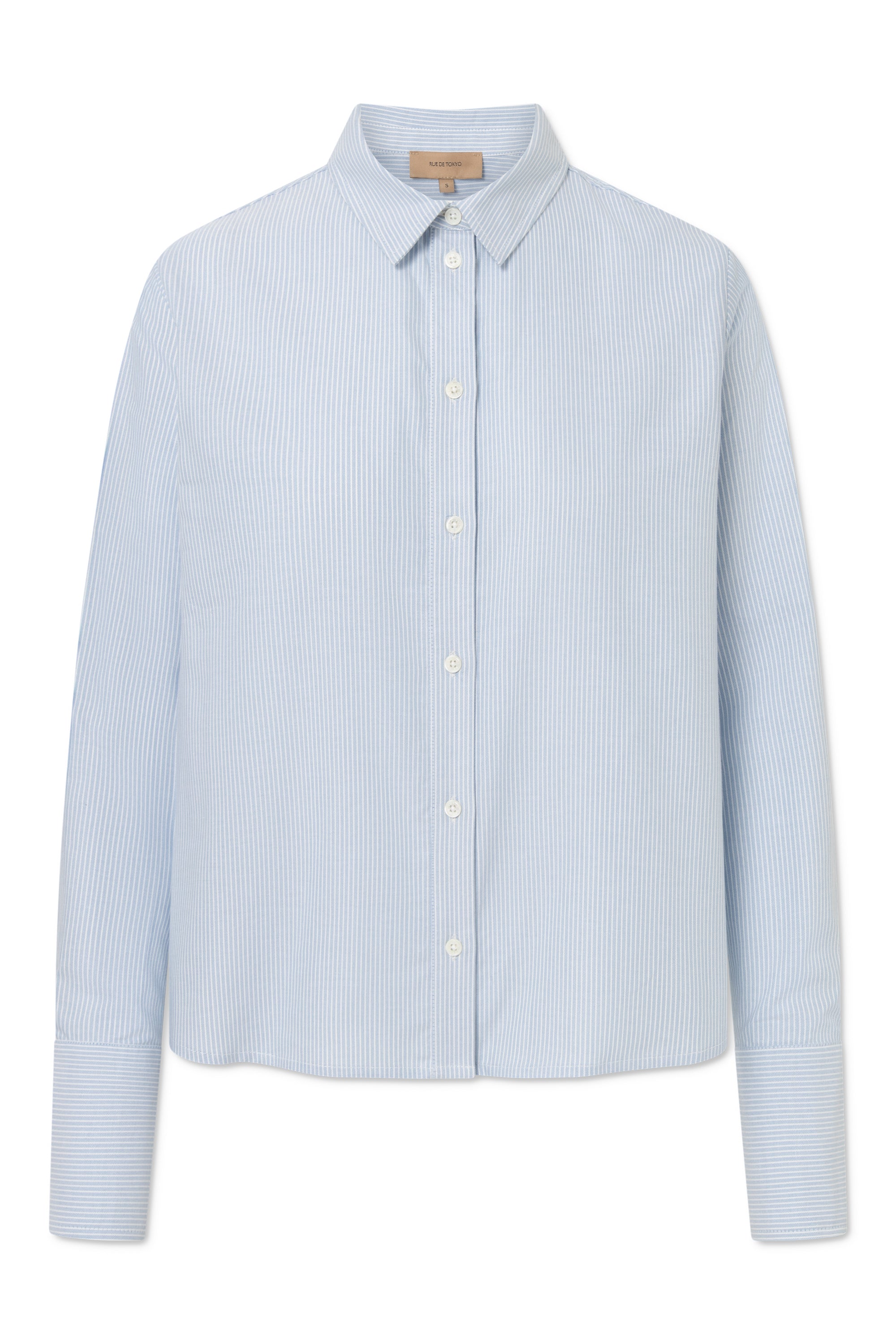 Rue de Tokyo SYLINA STRIPED OXFORD Shirts WHITE / LIGHT BLUE STRIPE
