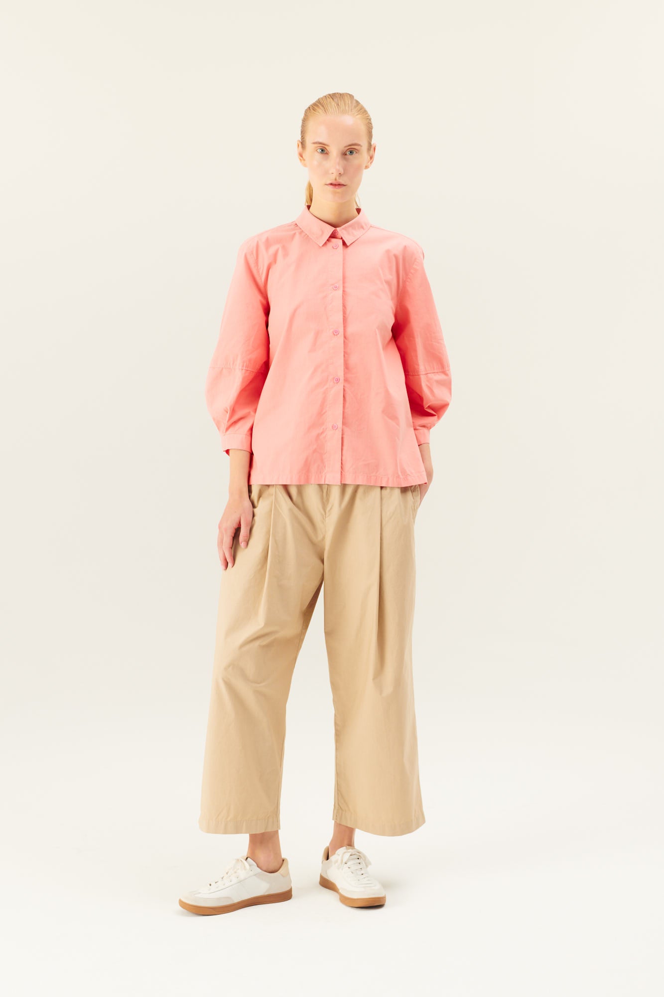 Rue de Tokyo SYLVIE ORGANIC GARMENT DYED POPLIN SHIRTS PEACH PINK