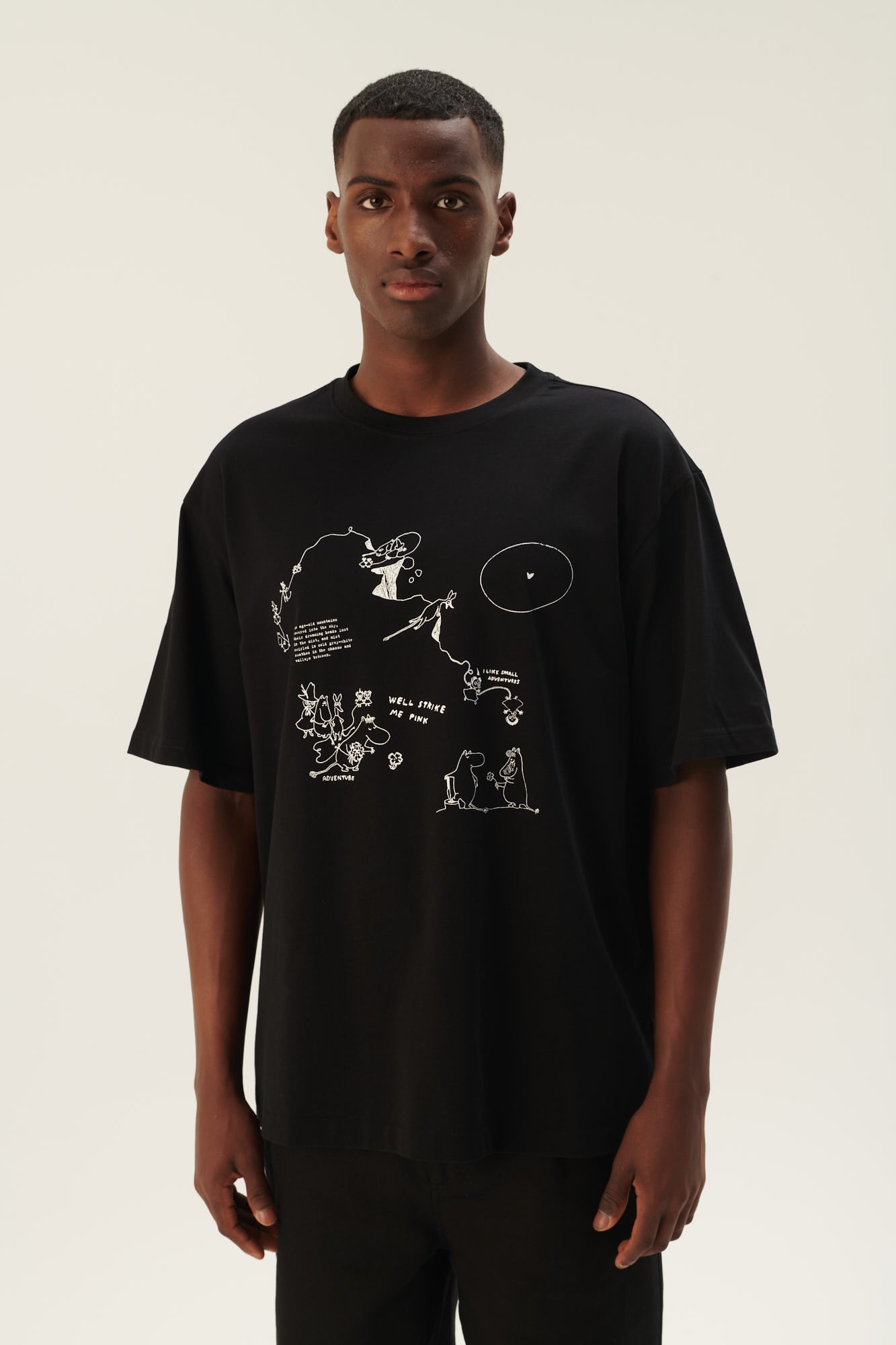 Rue de Tokyo THOPER MOOMIN COTTON JERSEY T-SHIRTS BLACK OFF WHITE PRINT