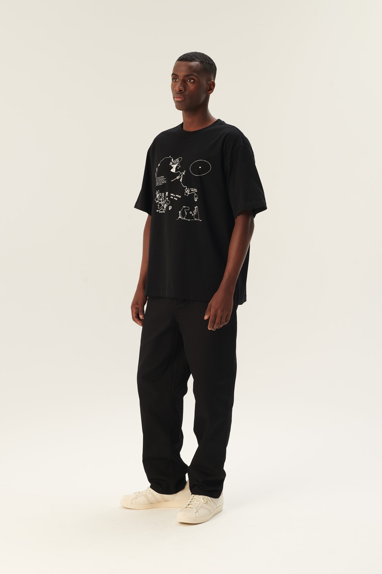 Rue de Tokyo THOPER MOOMIN COTTON JERSEY T-SHIRTS BLACK OFF WHITE PRINT