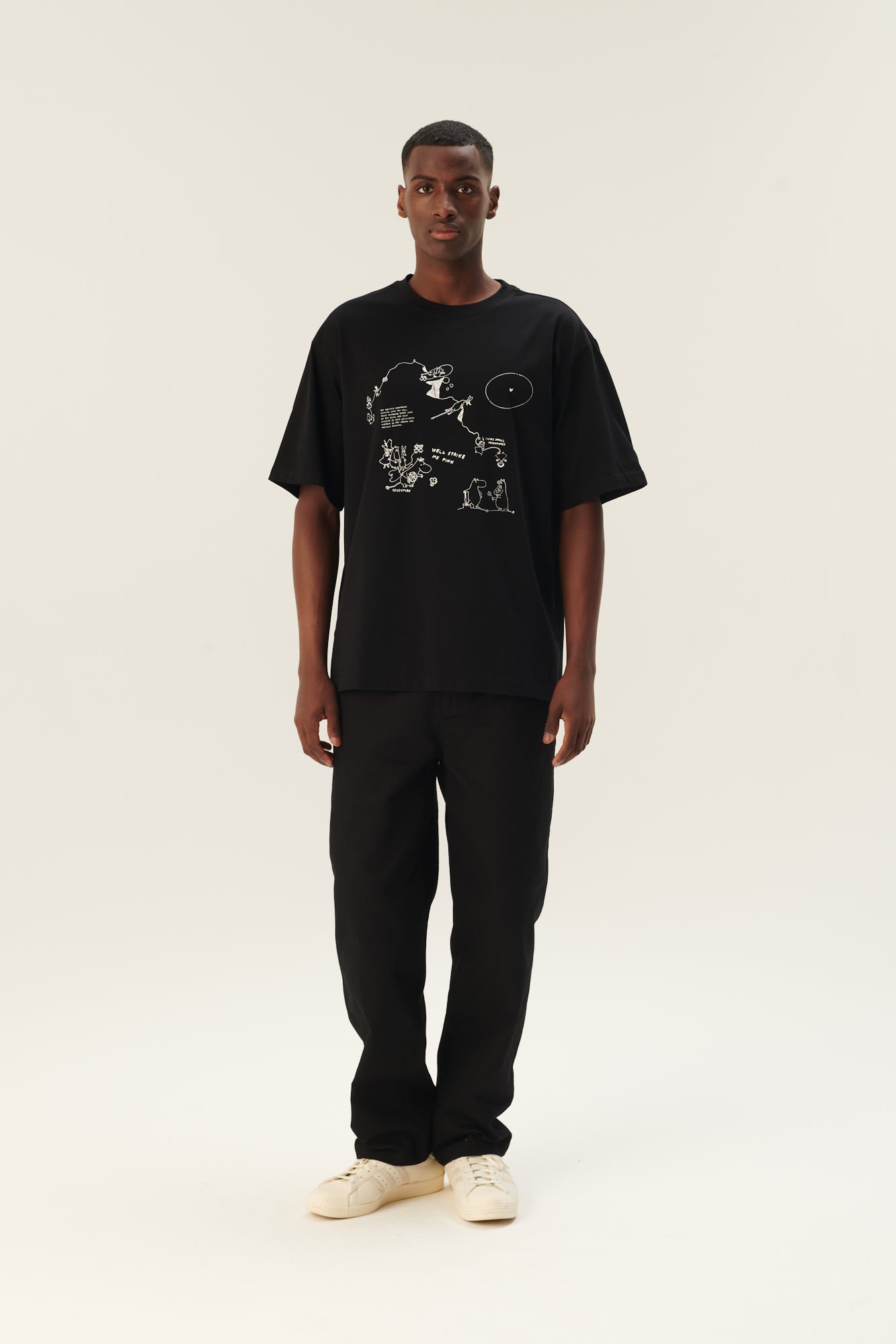 Rue de Tokyo THOPER MOOMIN COTTON JERSEY T-SHIRTS BLACK OFF WHITE PRINT