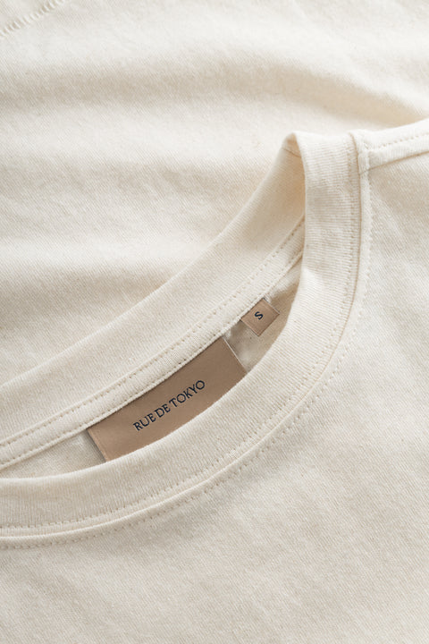 Rue de Tokyo TIKKIE T-SHIRT NATURAL WHITE T-SHIRTS NATURAL WHITE WITH BLACK LOGO