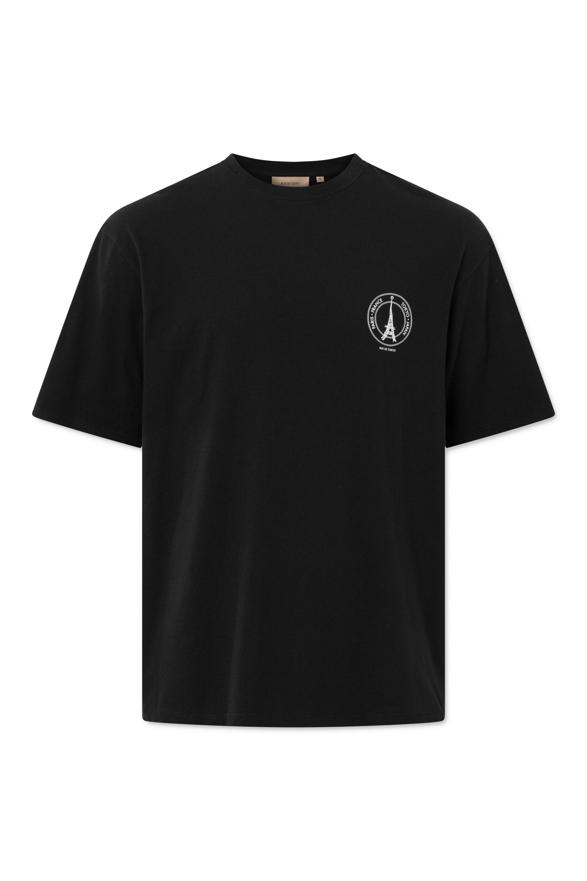 Rue de Tokyo TILLO RECYCLED COTTON JRSY T-SHIRTS BLACK WITH OFF WHITE LOGO