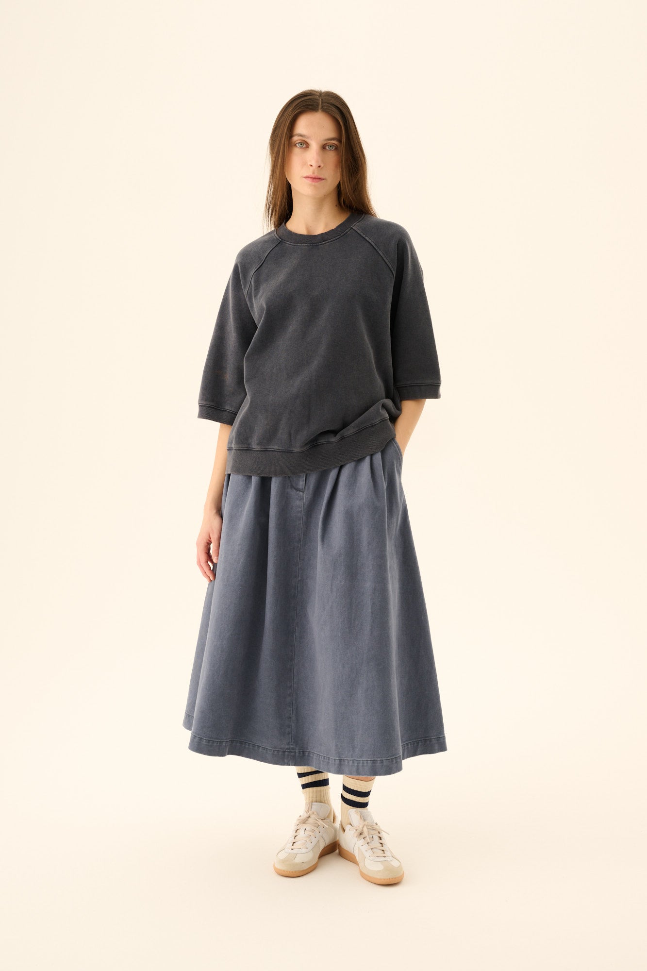 Rue de Tokyo TILLY HEAVY JERSEY COTTON T-Shirts FADED INK BLUE