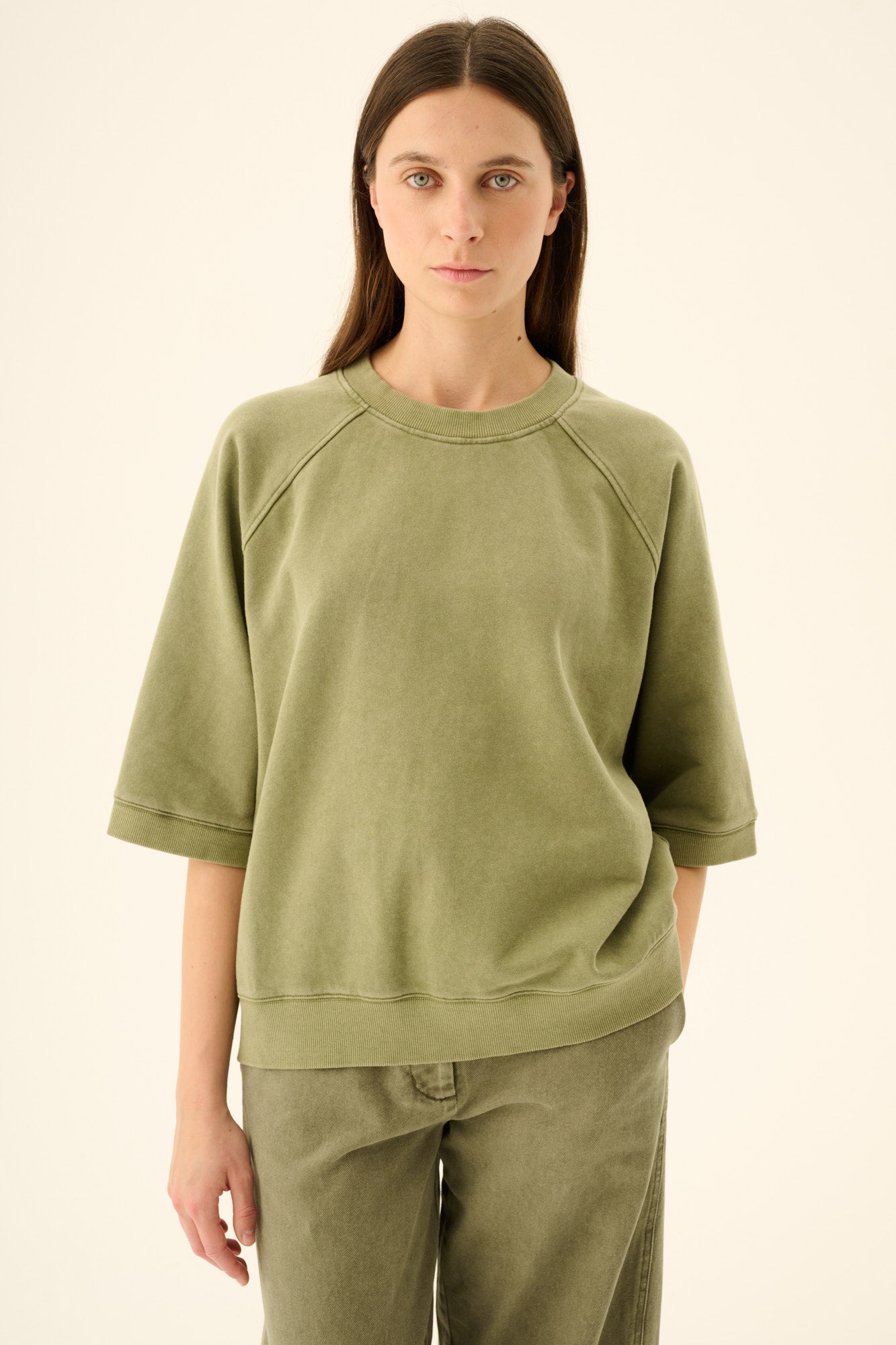 Rue de Tokyo TILLY HEAVY JERSEY COTTON T-Shirts FADED SAGE GREEN