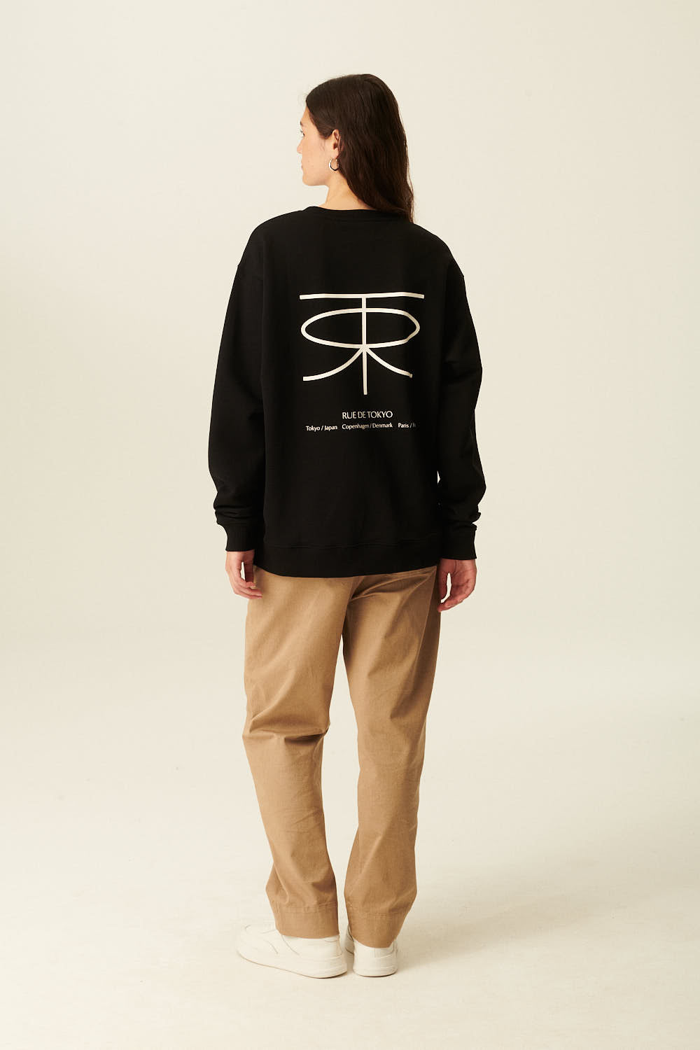 Rue de Tokyo TIM CREWNECK BLACK SWEATSHIRTS BLACK WITH OFF WHITE LOGO