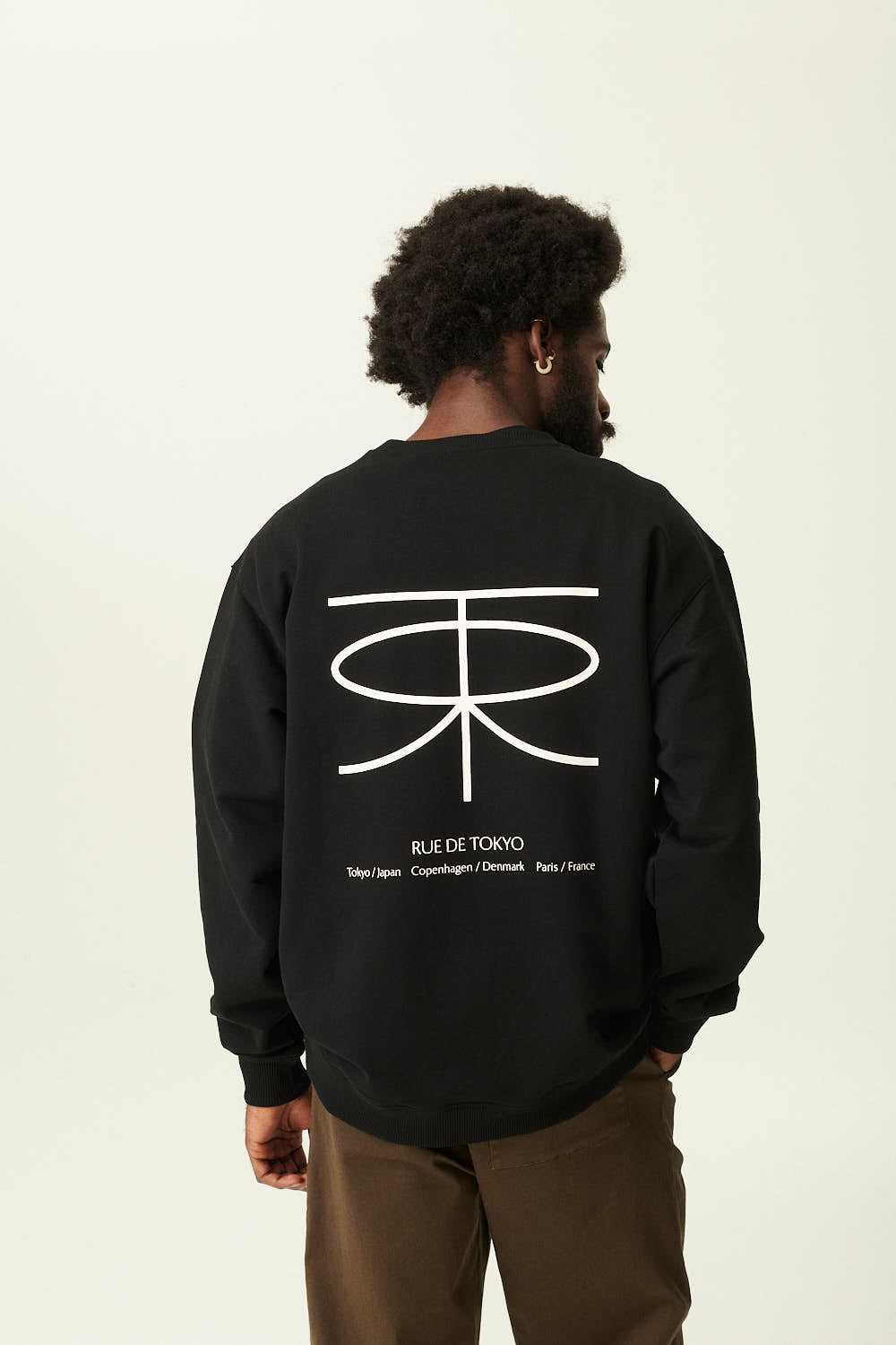 Rue de Tokyo TIM CREWNECK BLACK SWEATSHIRTS BLACK WITH OFF WHITE LOGO