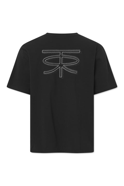 Rue de Tokyo TOKE RECYCLED COTTON JERSEY T-Shirts BLACK WITH OFF WHITE LOGO