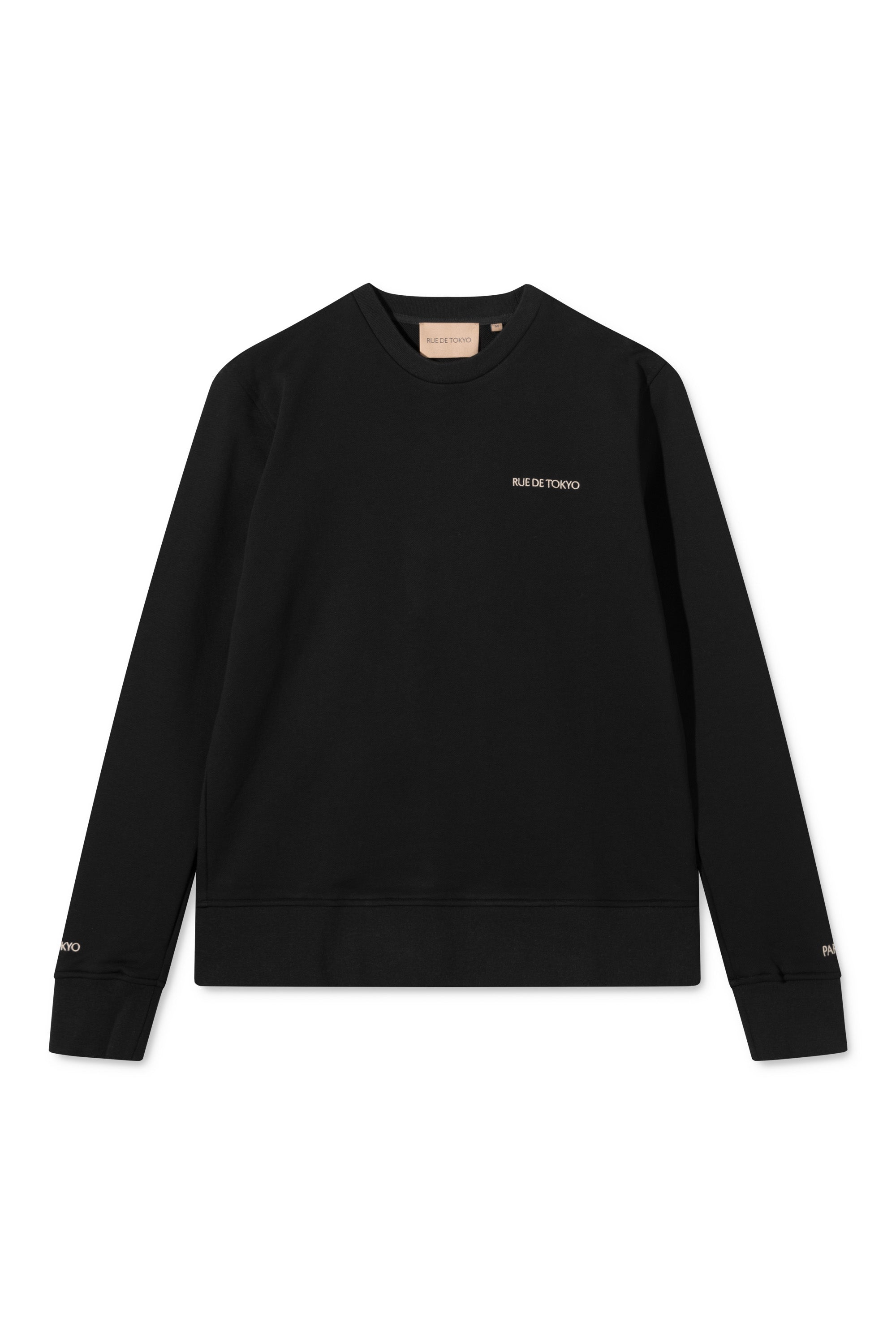 Rue de Tokyo TROY MG-10A SOFT BRUSH T-SHIRTS BLACK/CREME EMB