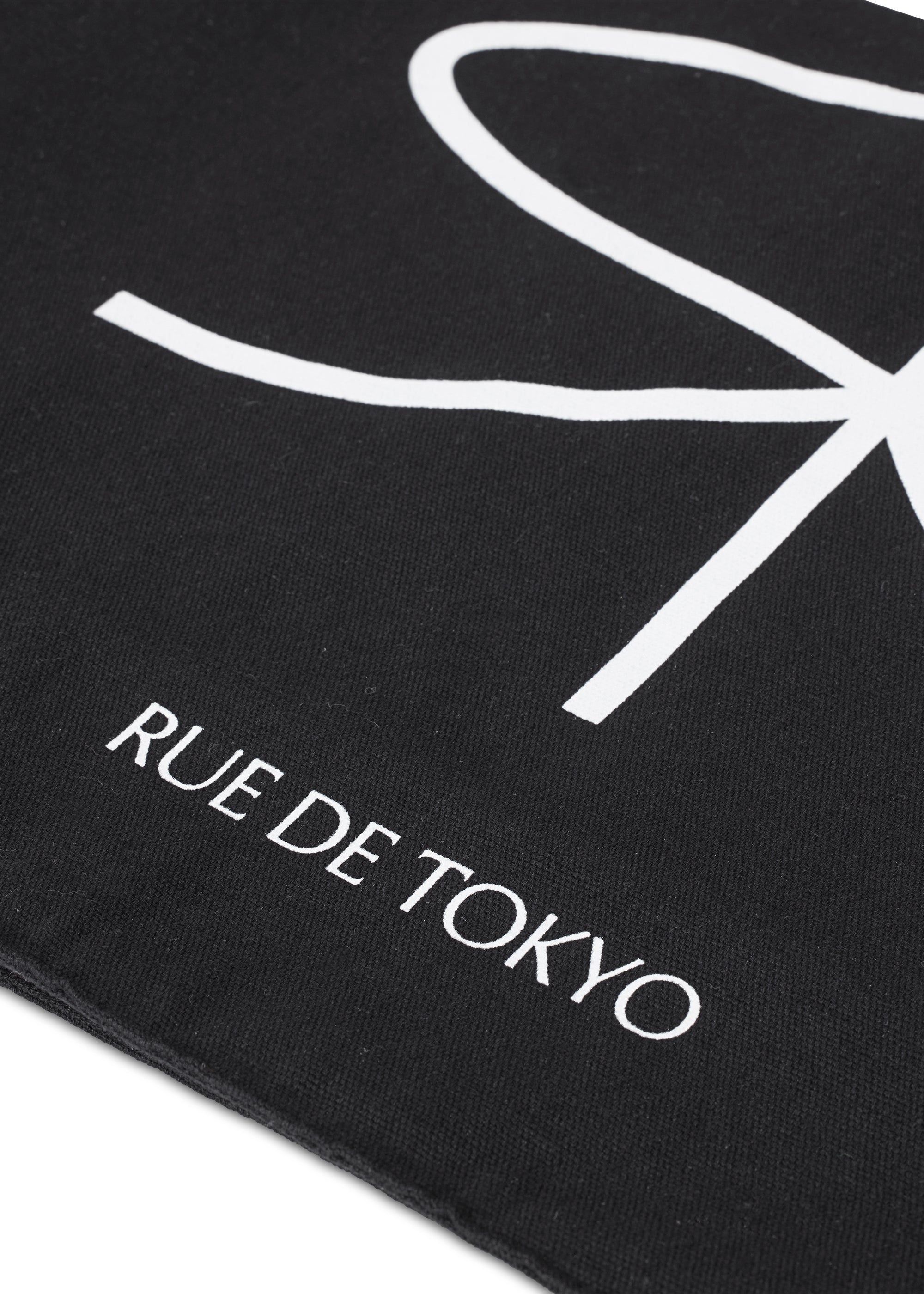 Rue de Tokyo COTTON CANVAS SHOPPING BAG BLACK W. WHITE PRINT ACCESSORIES BLACK / WHITE PRINT