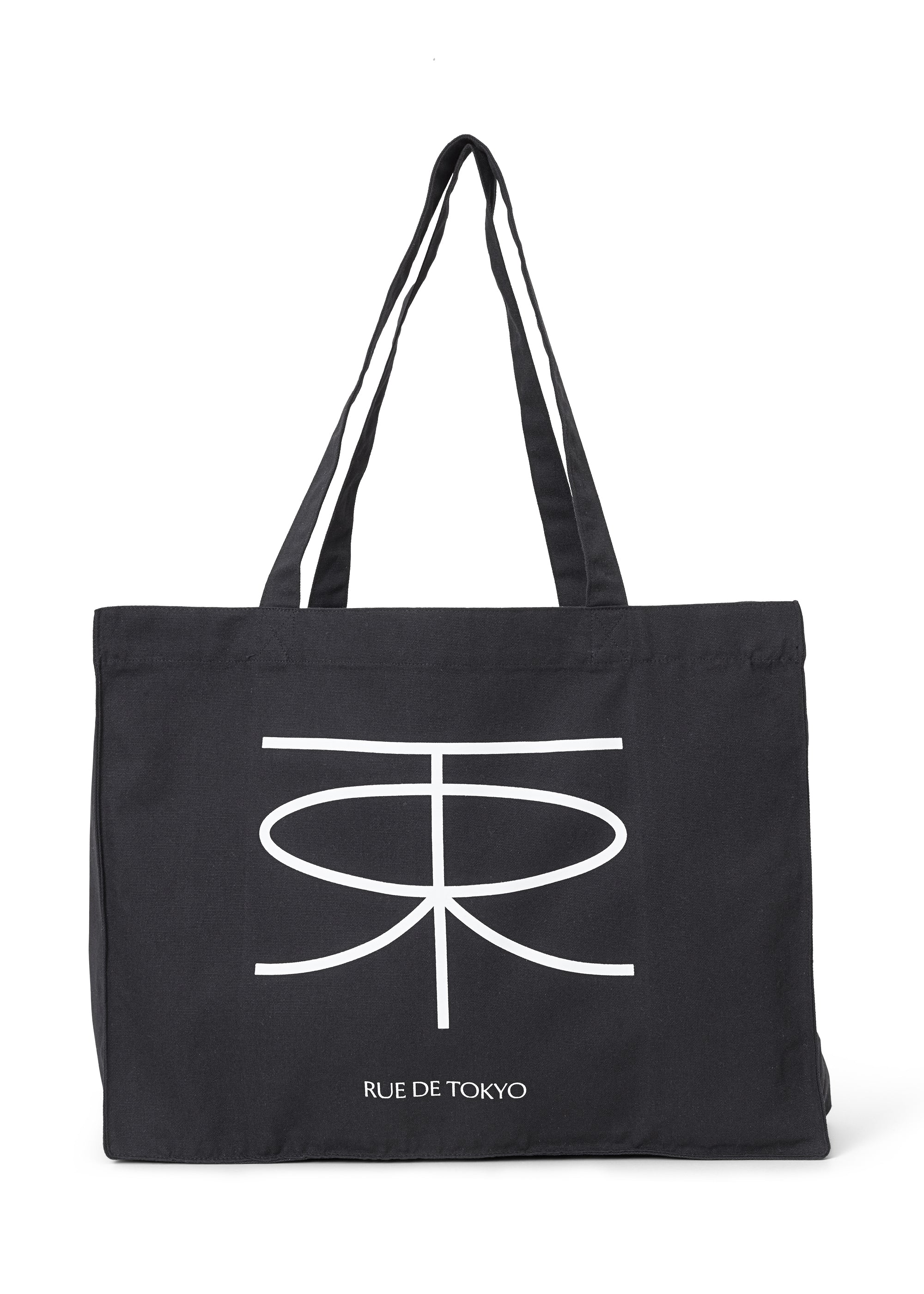 Rue de Tokyo COTTON CANVAS SHOPPING BAG BLACK W. WHITE PRINT ACCESSORIES BLACK / WHITE PRINT