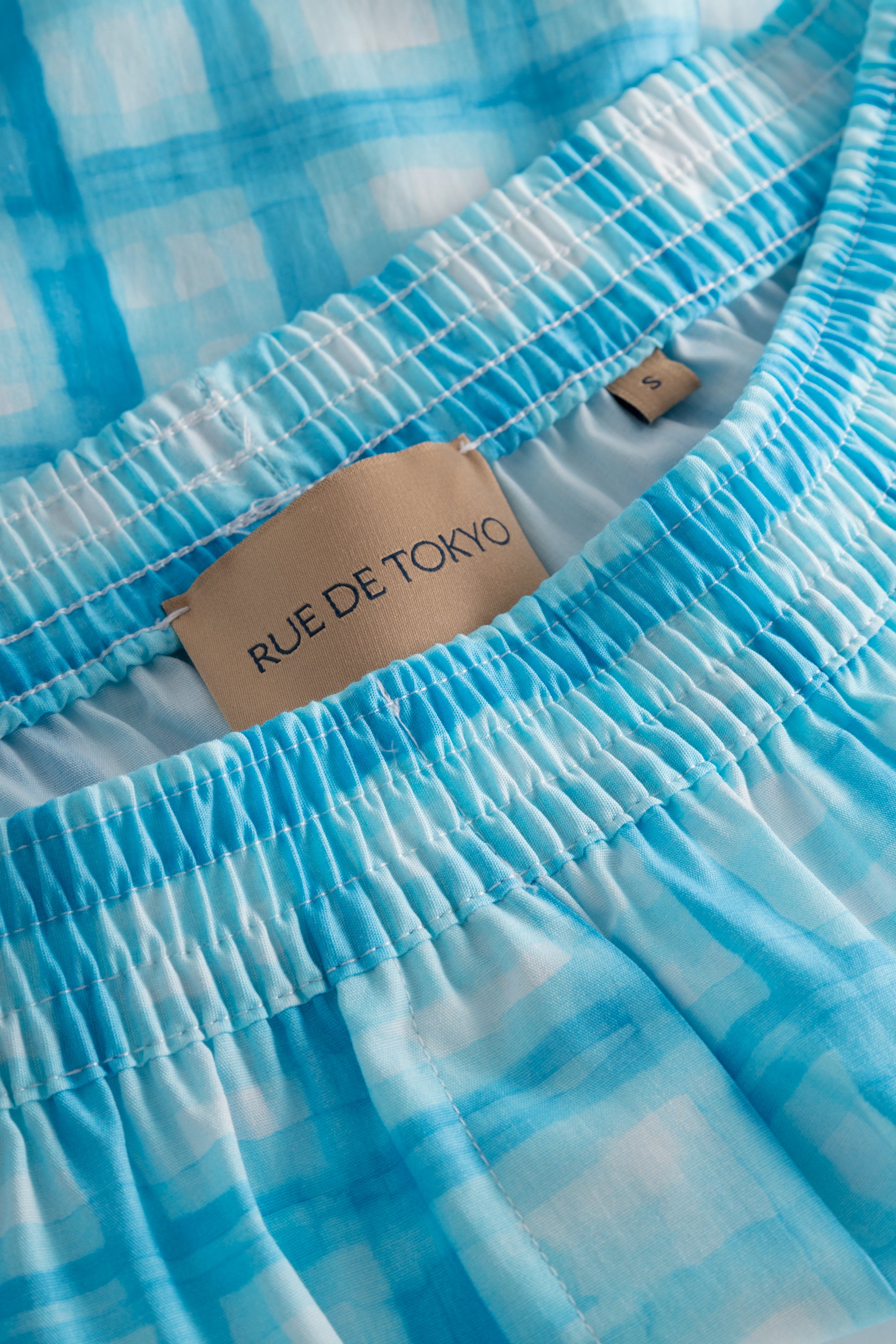 Rue de Tokyo PETRI SHORTS BLUE CHECK PRINT Shorts BLUE PRINT