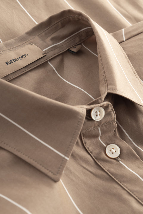 Rue de Tokyo STINE SHIRT BROWN STRIPE SHIRTS BROWN STRIPE